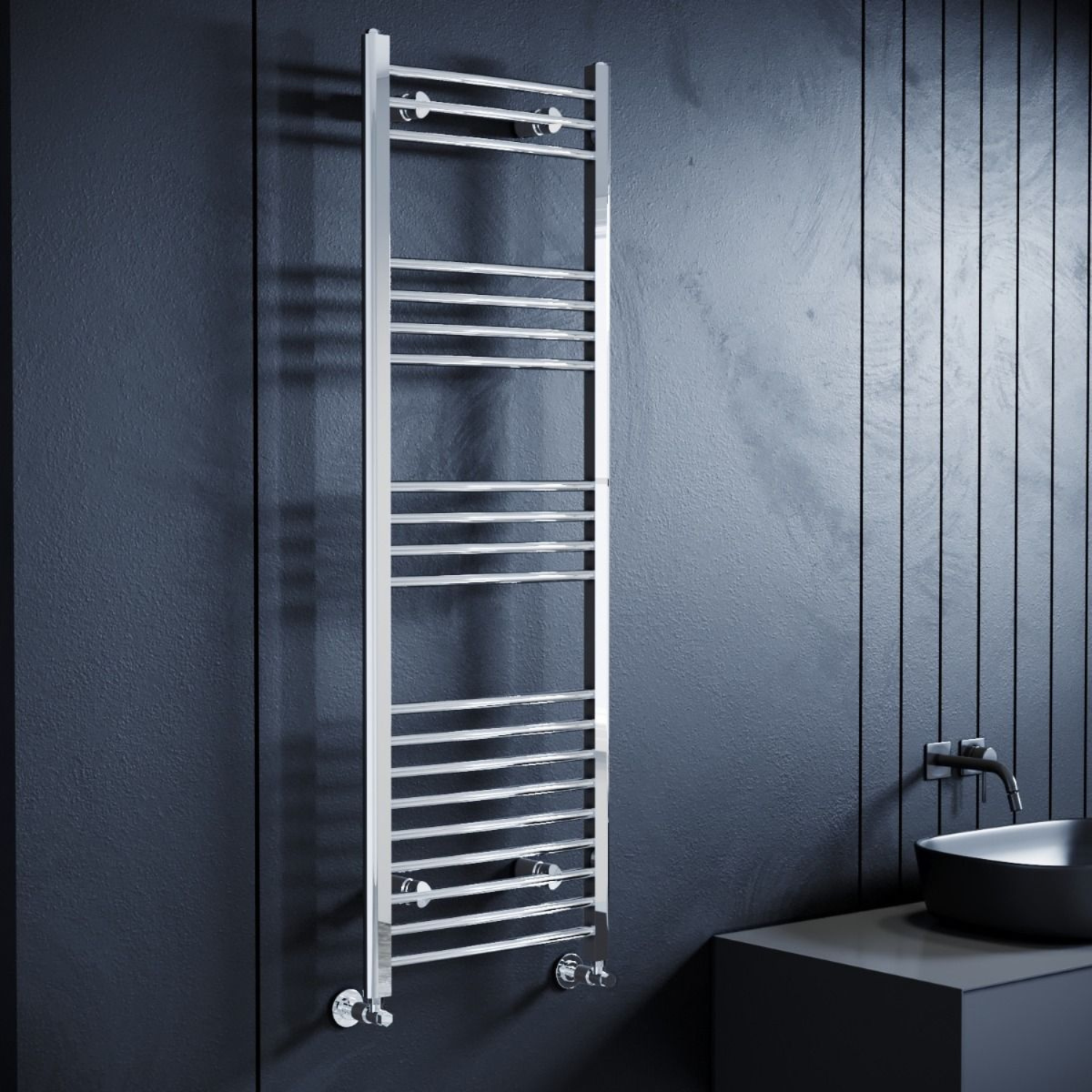 Honeywell 1200 X 600 mm Horizontal Curved Chrome Towel Rail Radiator