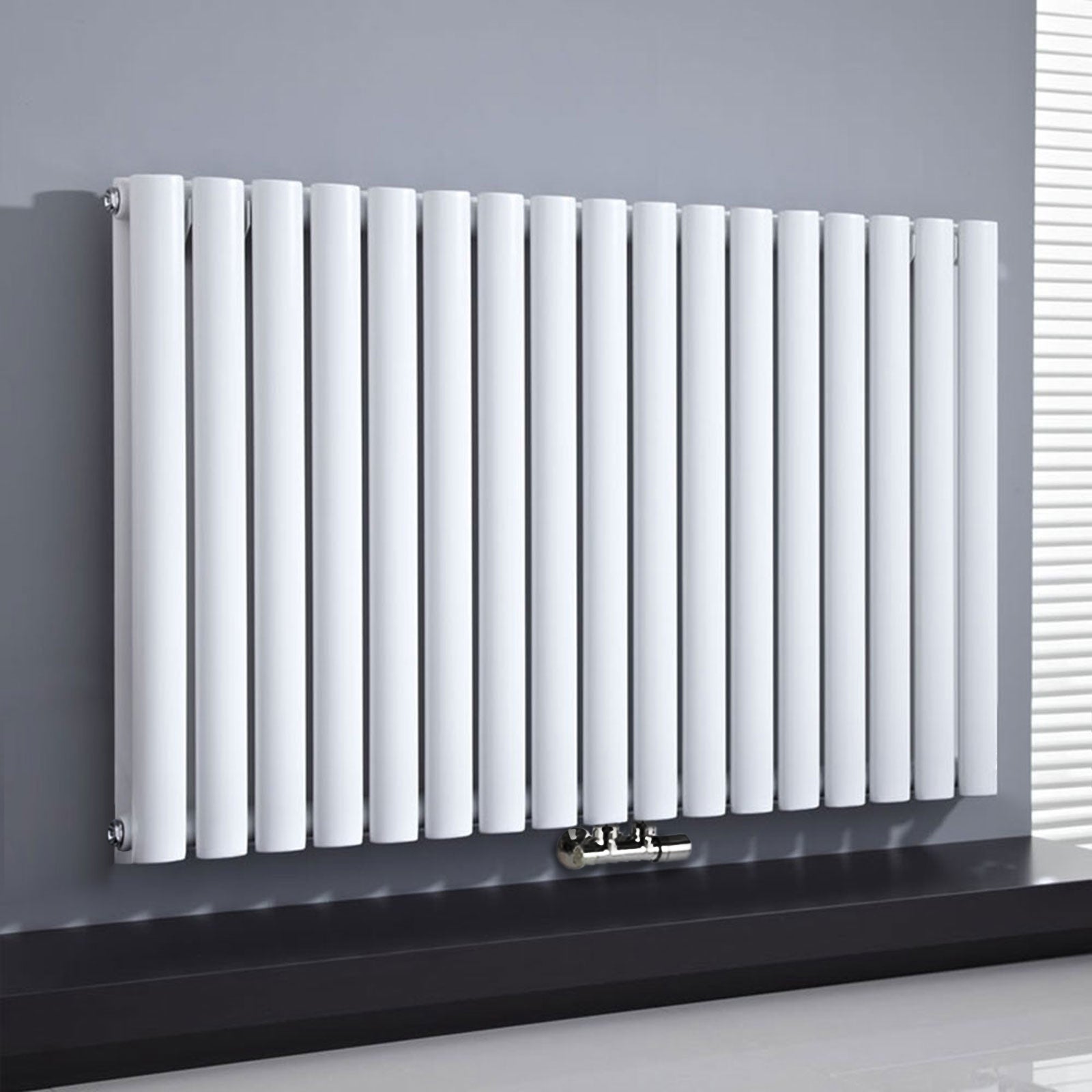 Horizontal Side Connection Radiator White Double Oval Tube 600 x 1020 mm
