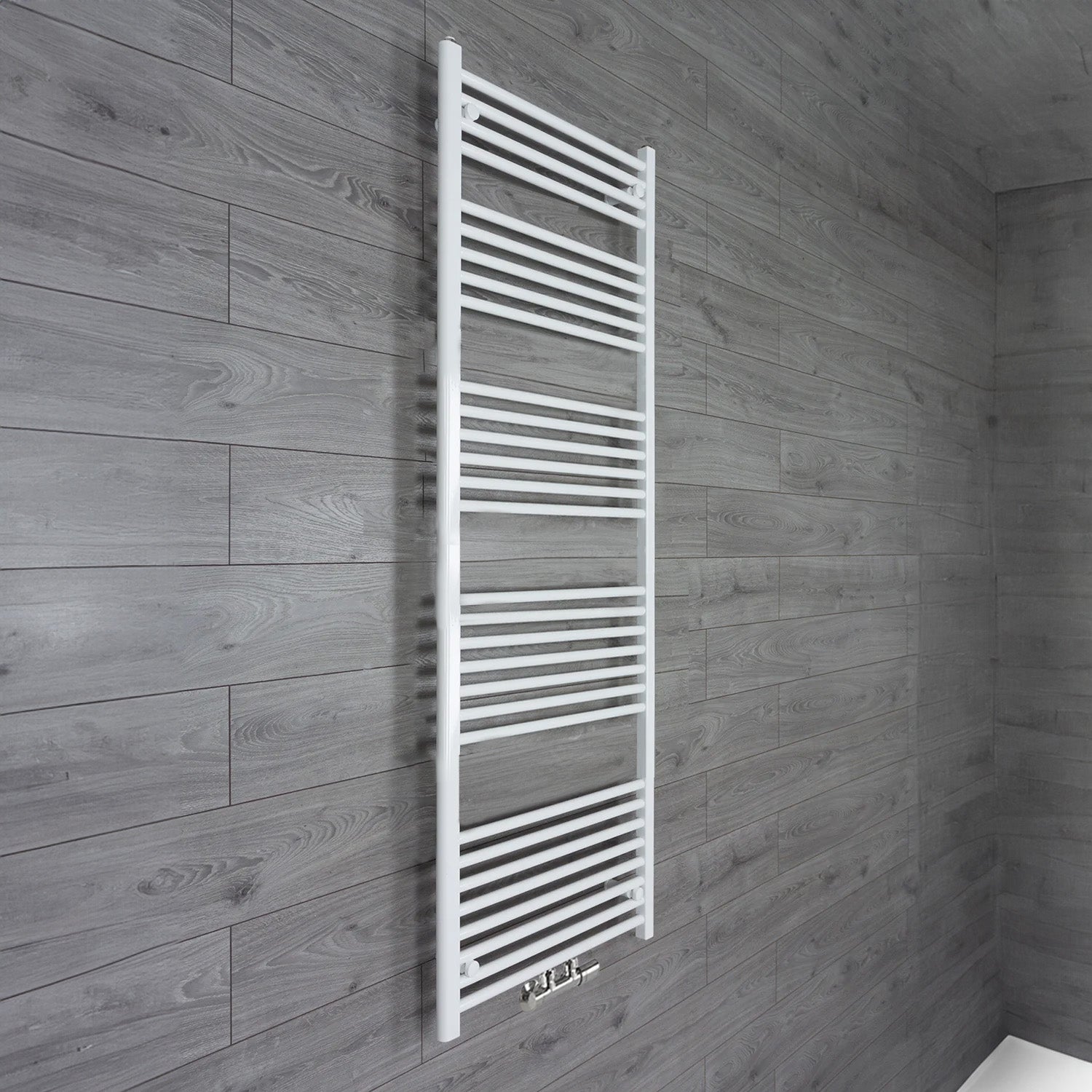 Honeywell Vertical Central Connection Towel Radiator Straight Heated Rail 1600mm H X 500mm W - White