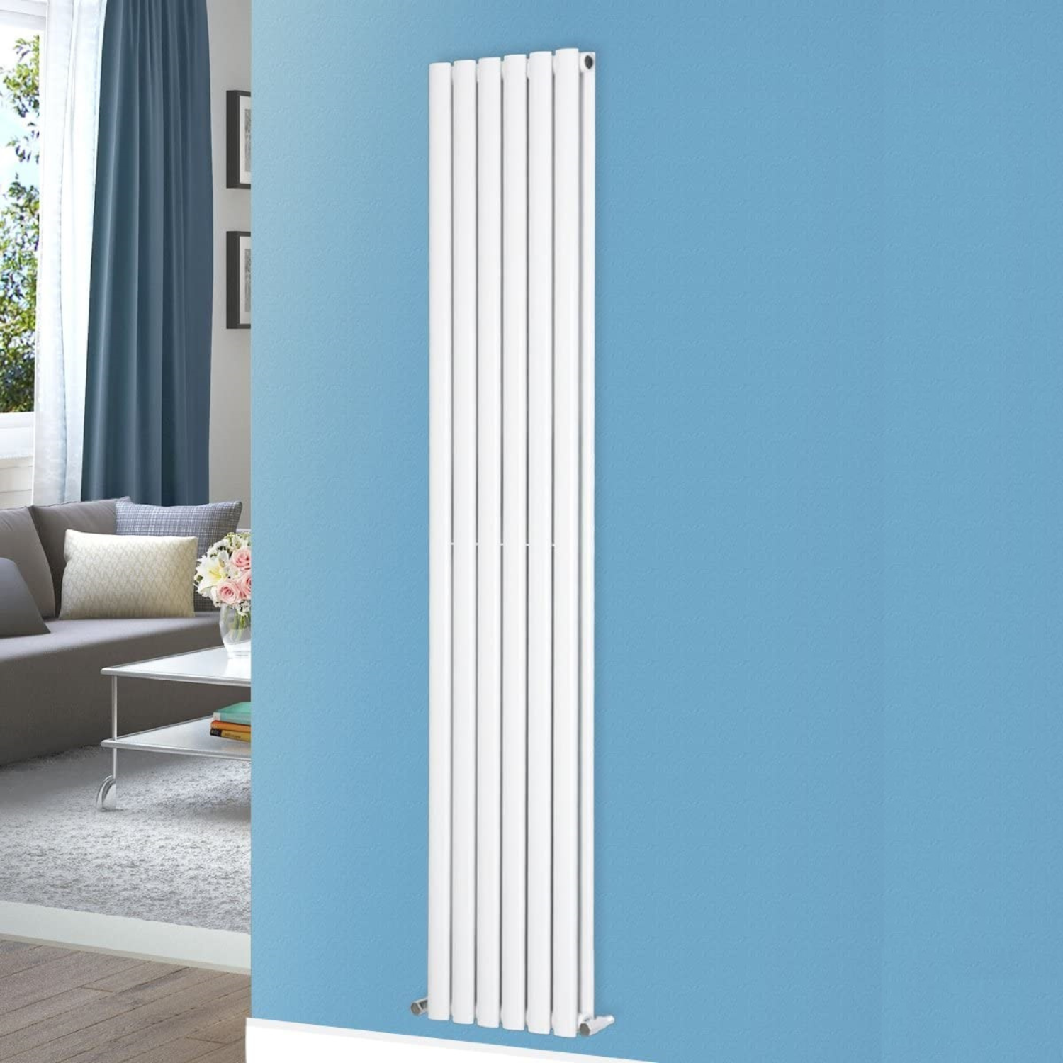 Honeywell 1800 X 360mm Vertical Double Oval Tube White Designer Radiator