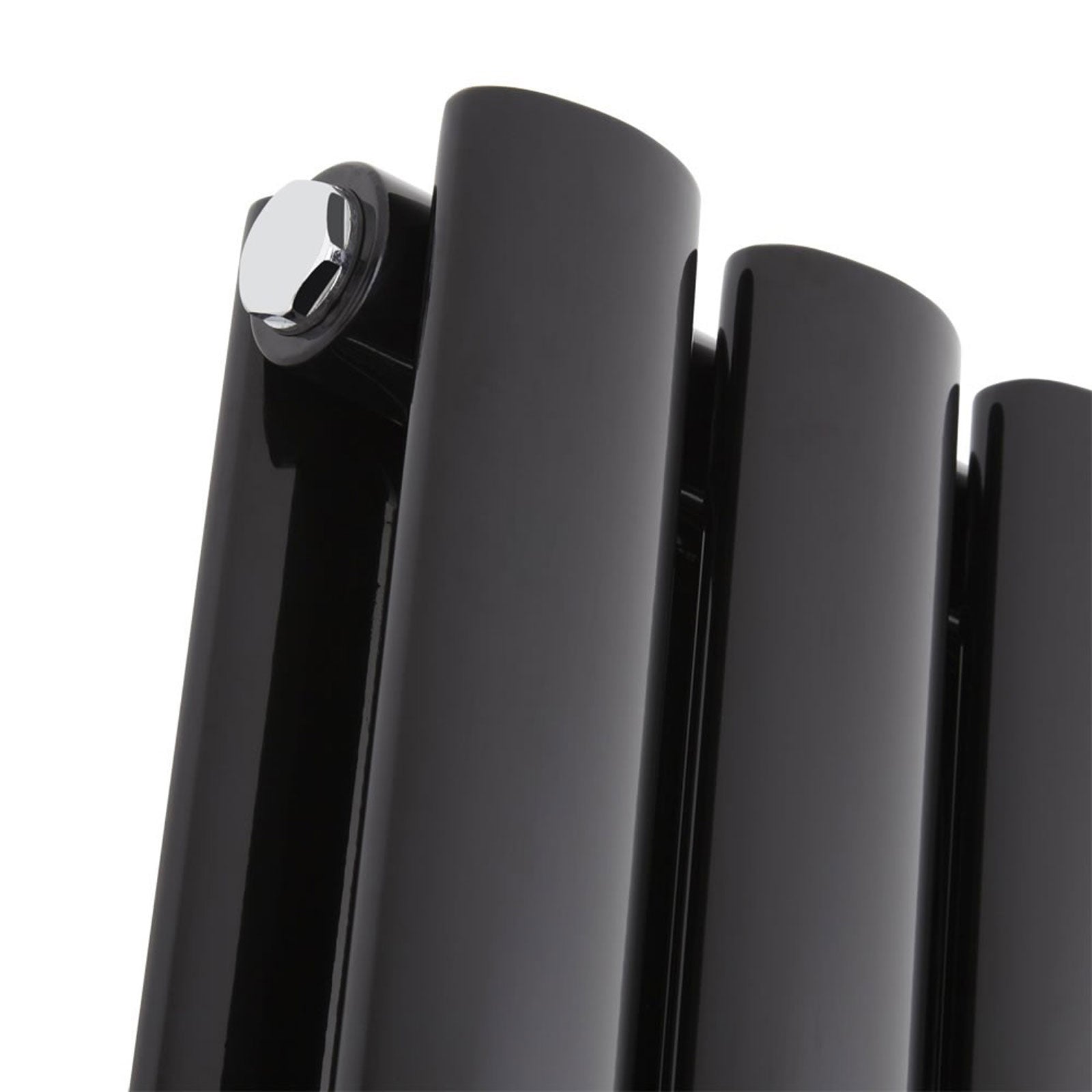 Vertical Central Connection Radiator Black Double Oval Tube 1800 x 360 mm