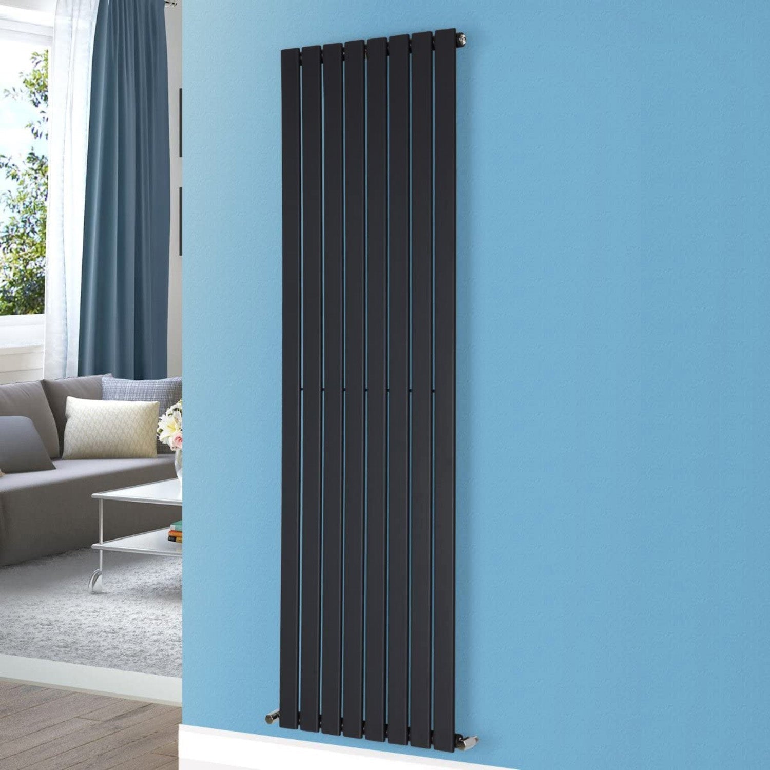 Designer Radiator 1800 X 546 mm Single Flat Panel Matte Black