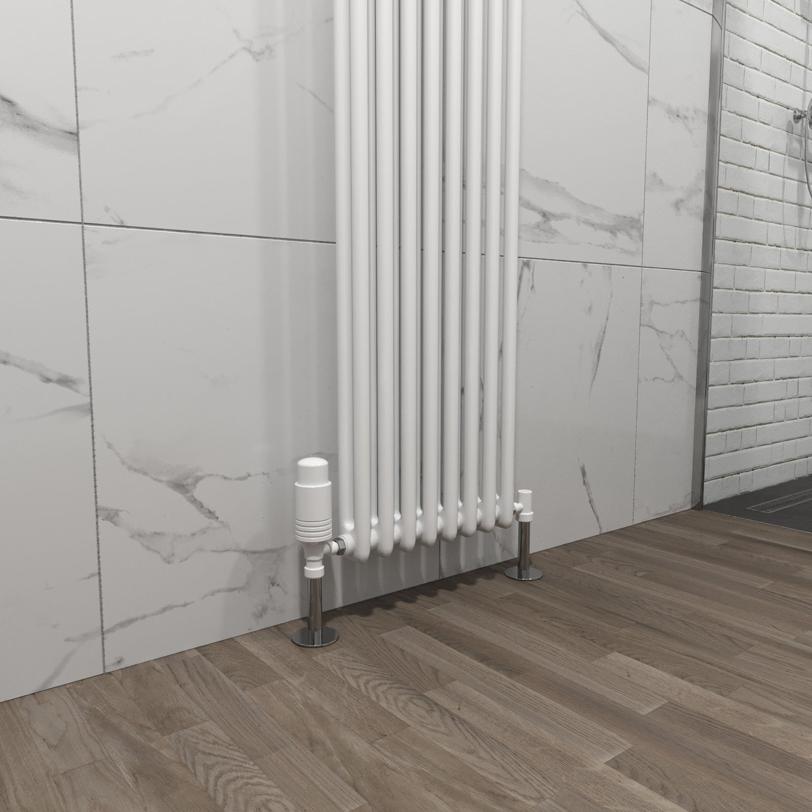 Traditional Radiator 1800 X 380 mm Vertical Double Column White