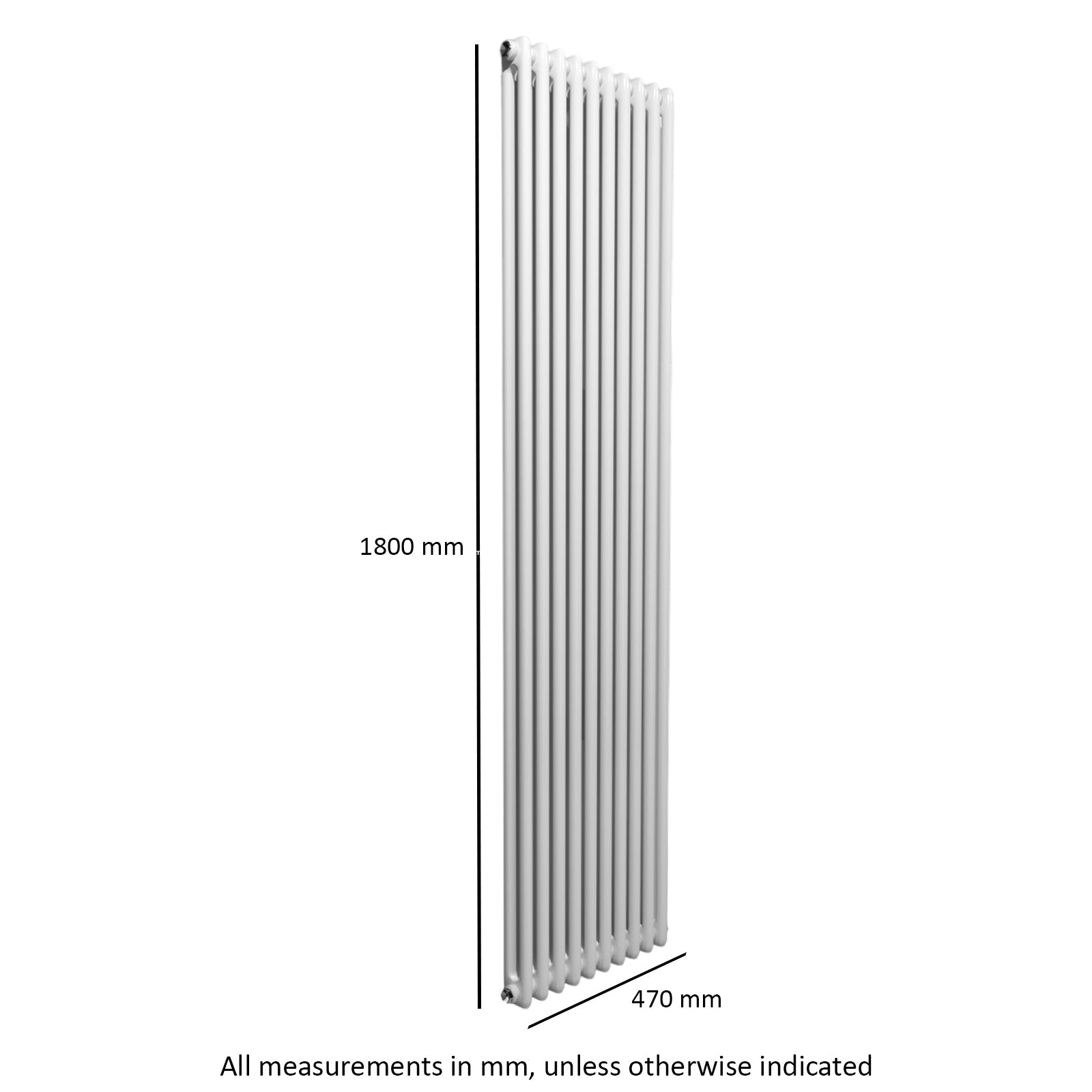 Traditional Radiator 1800 X 470 mm Vertical Double Column White