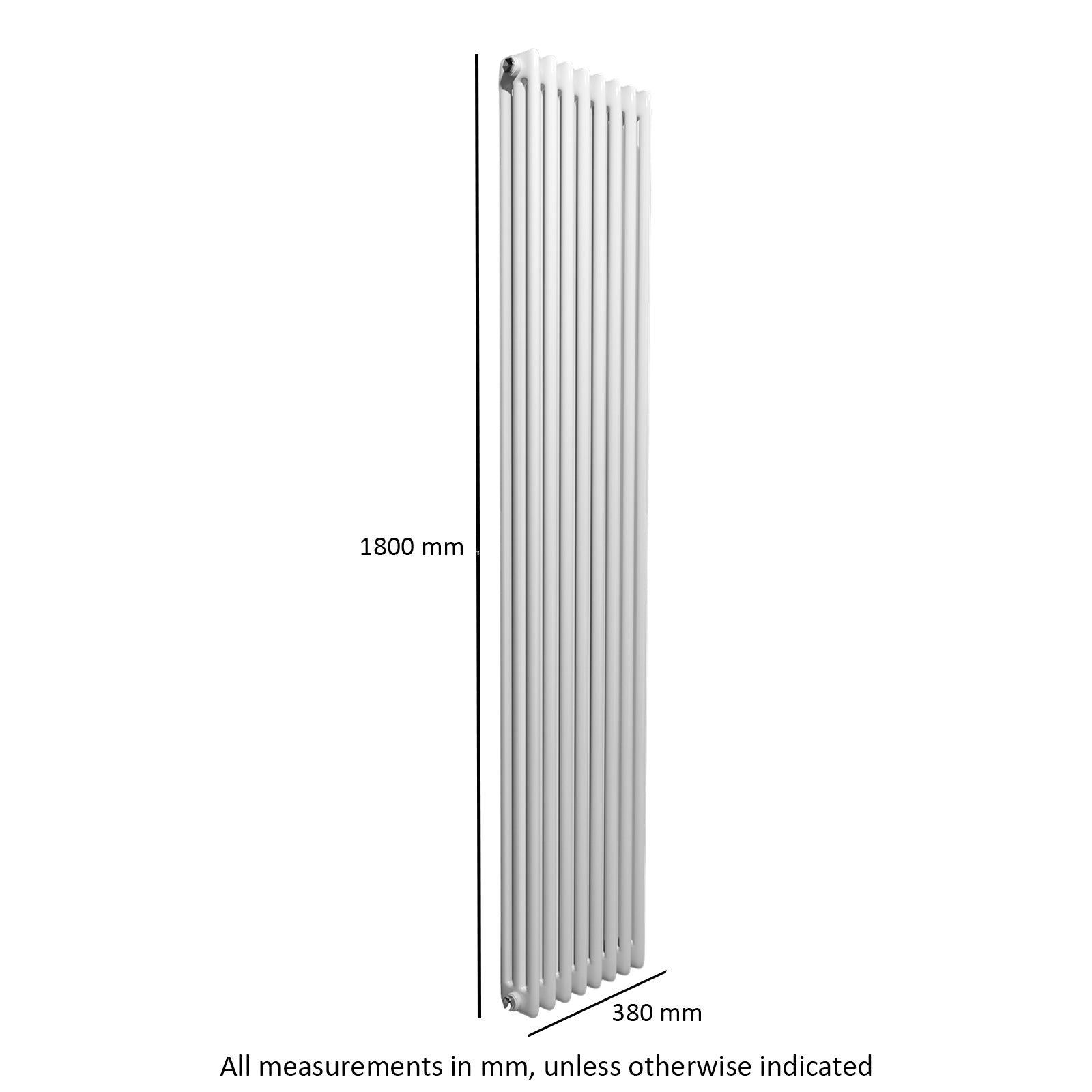 Traditional Radiator 1800 X 380 mm Vertical Triple Column White