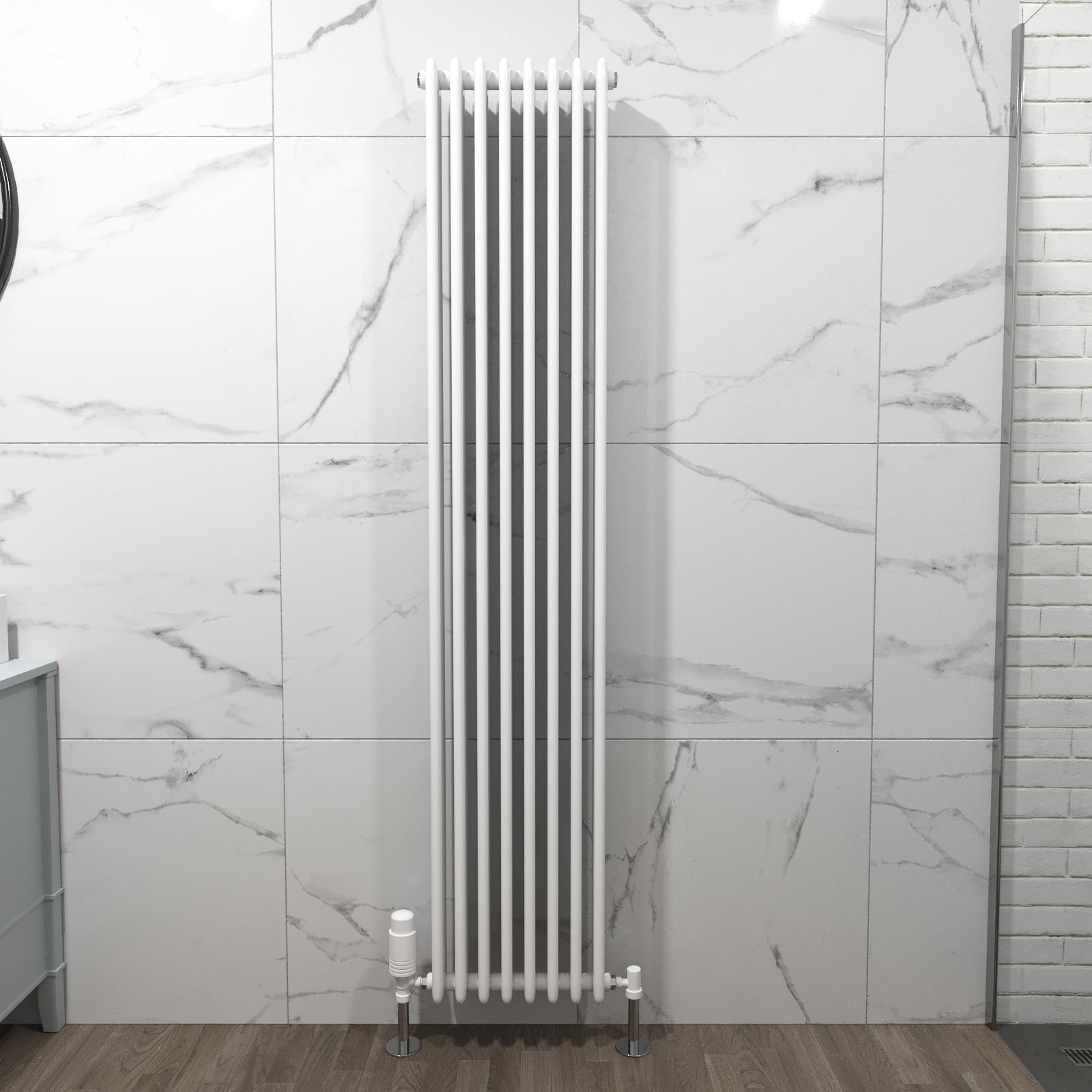 Traditional Radiator 1800 X 380 mm Vertical Triple Column White