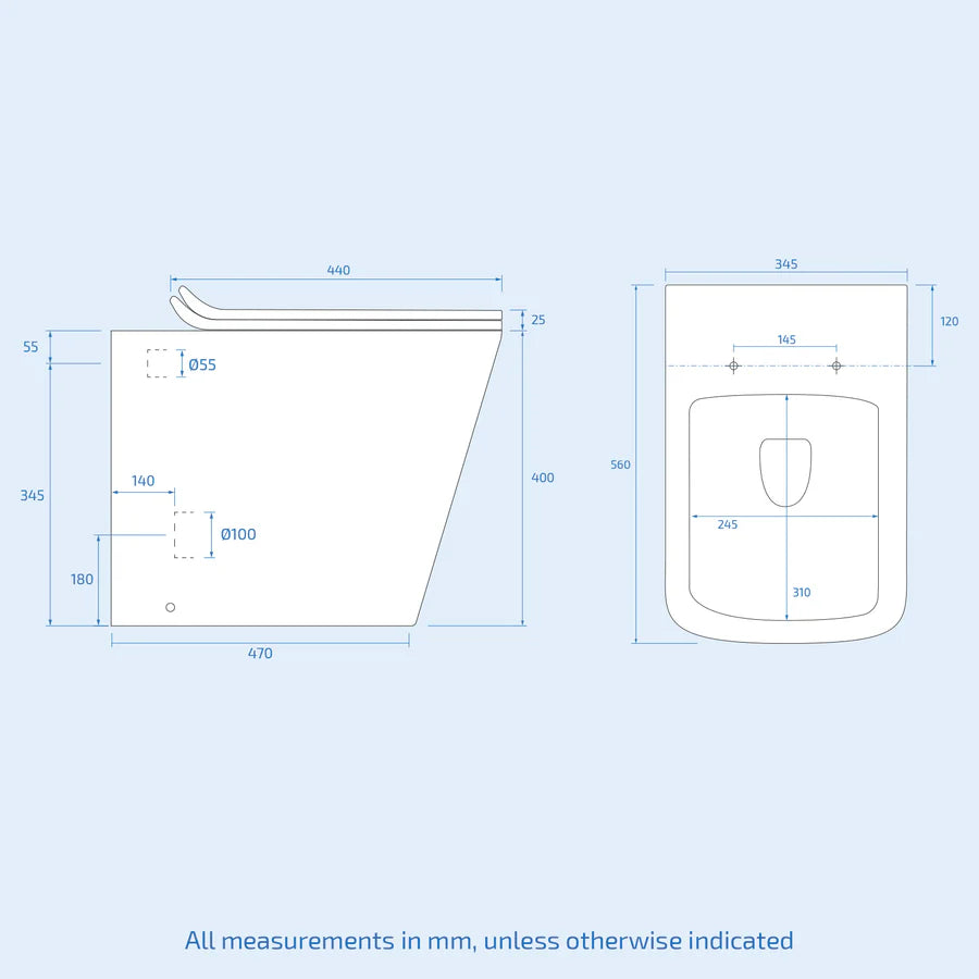 Nanuya 400mm White Floor Standing Vanity, WC Unit & Square BTW Rimless Toilet