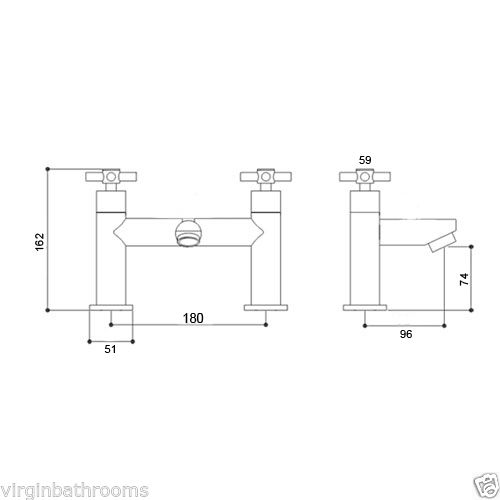 Indigo Cross Handle Bath Filler Tap Chrome