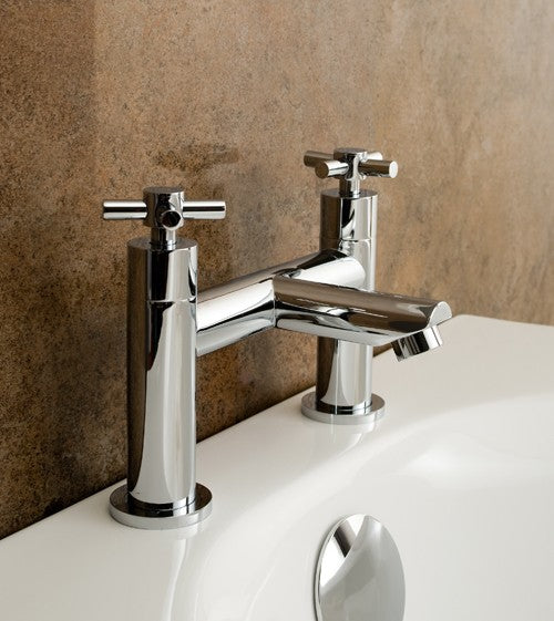 Indigo Cross Handle Bath Filler Tap Chrome