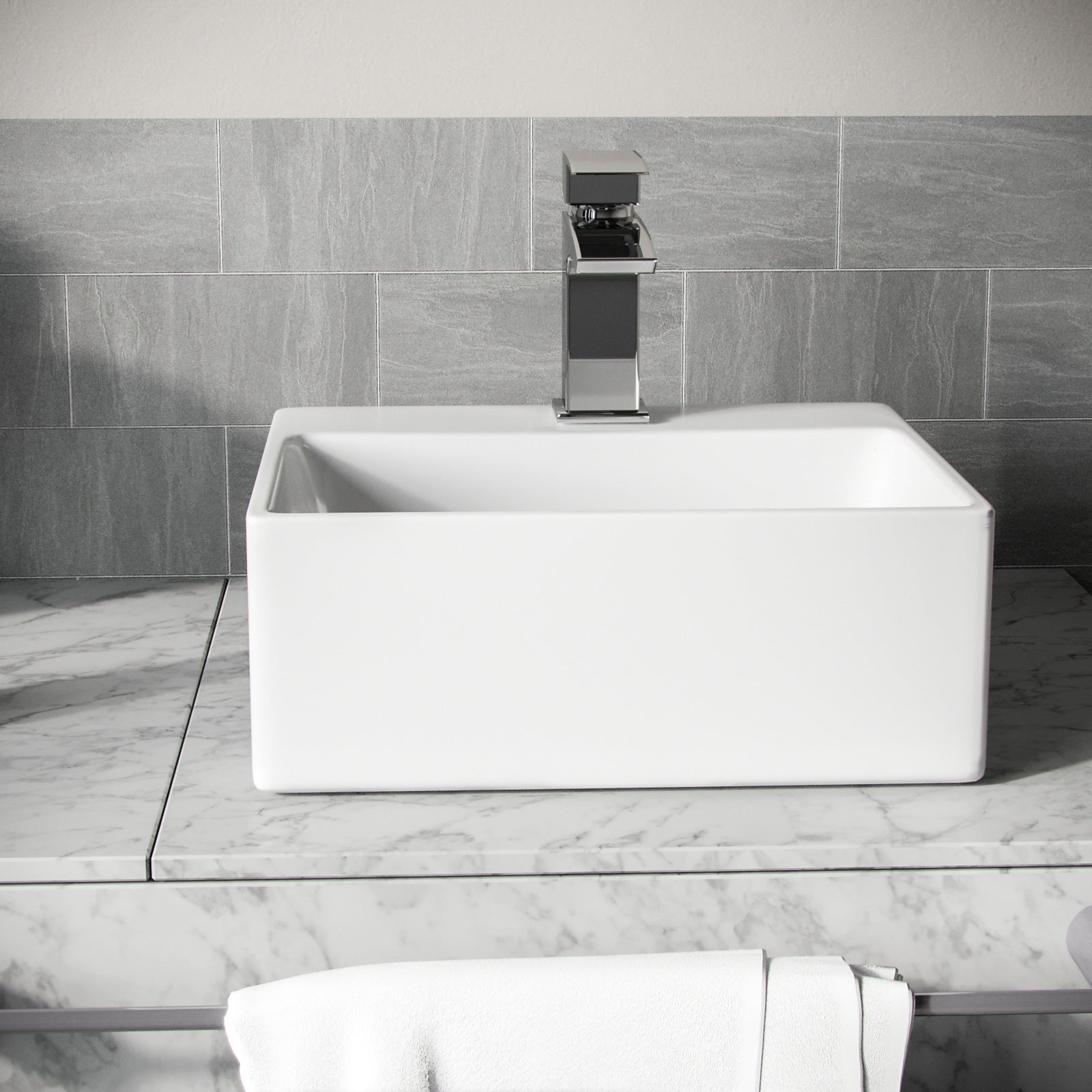 Tulla 335 x 295mm Cloakroom Rectangle Counter Top Basin Sink