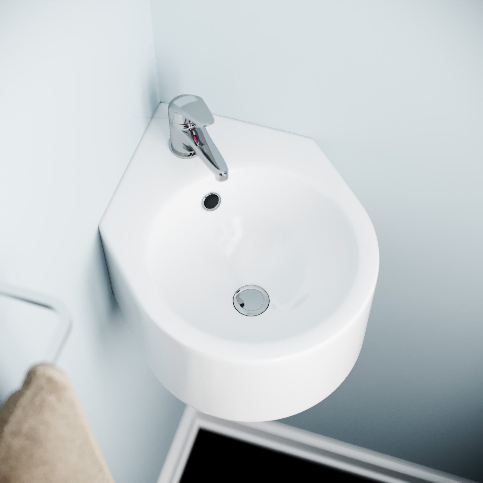 Wall Hung Cloakroom 310mm Basin with Waterfall Mono Tap & Waste