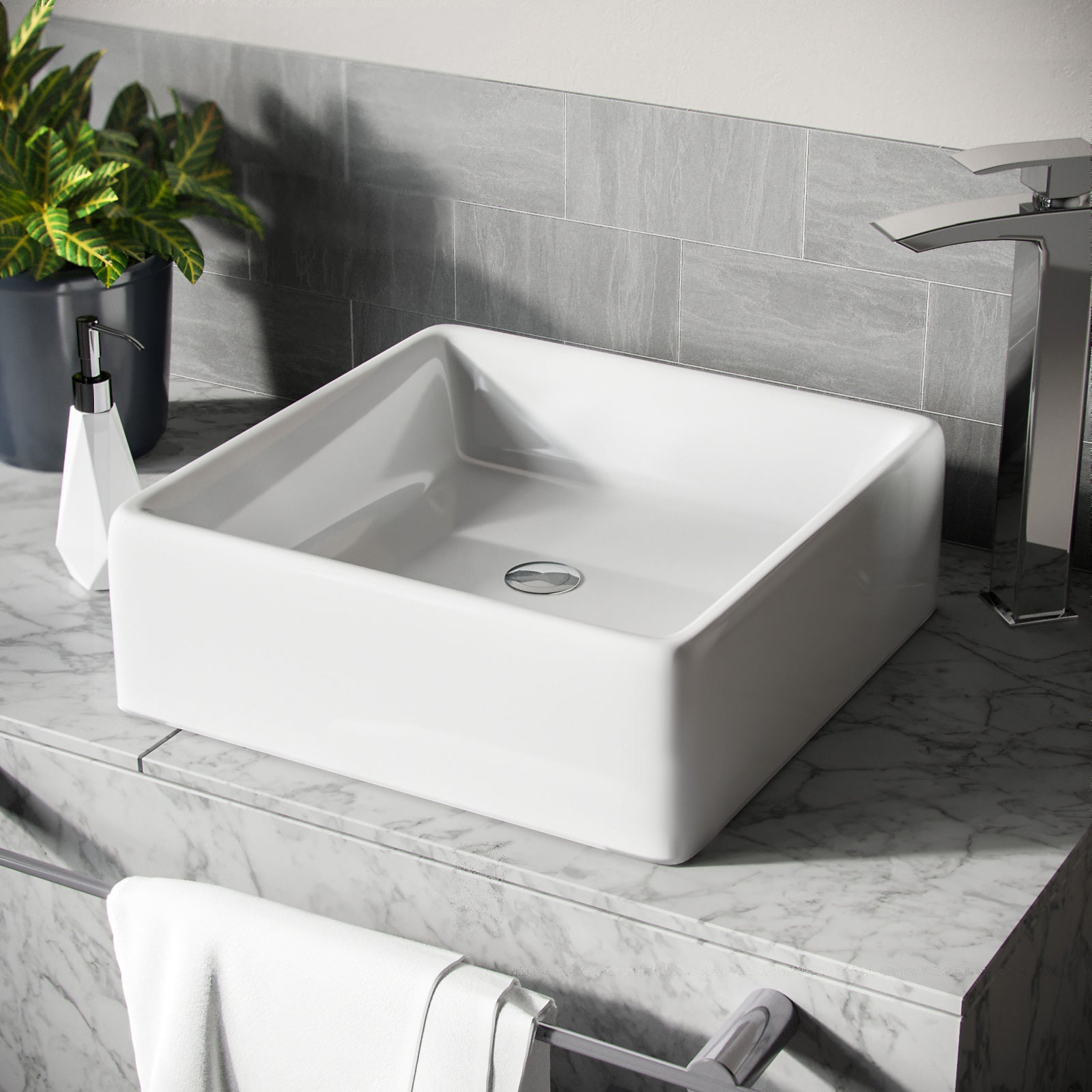 Leven 385 X 385mm Cloakroom Square Stand Alone Counter Top Basin Sink