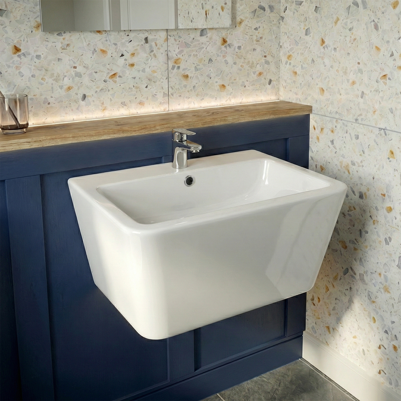 Alexa Cloakroom Close Coupled Toilet & 565mm Modern Wall Hung Rectangular Basin