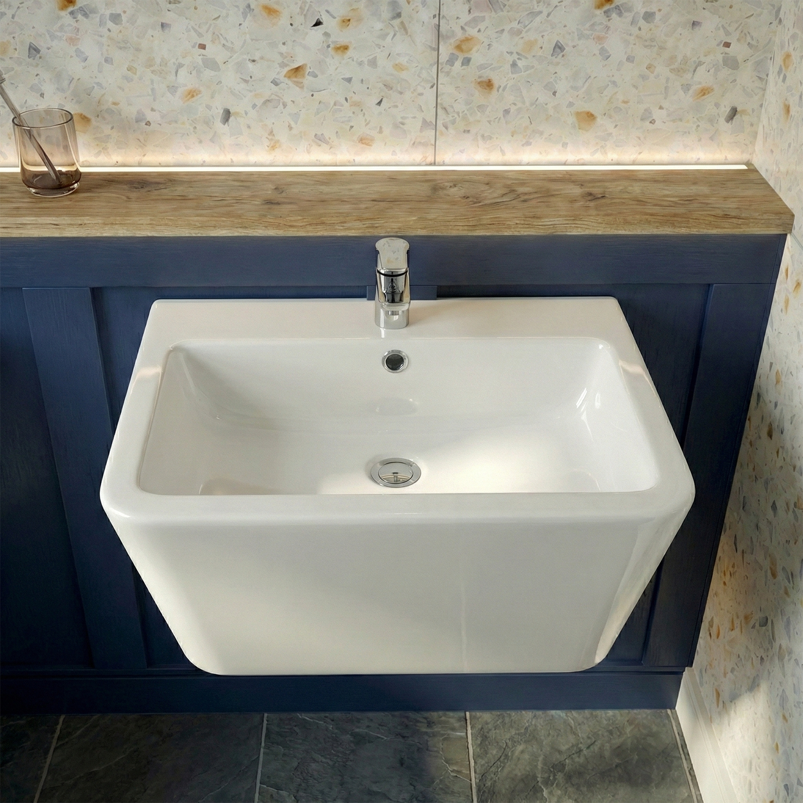Alexa Cloakroom Close Coupled Toilet & 565mm Modern Wall Hung Rectangular Basin