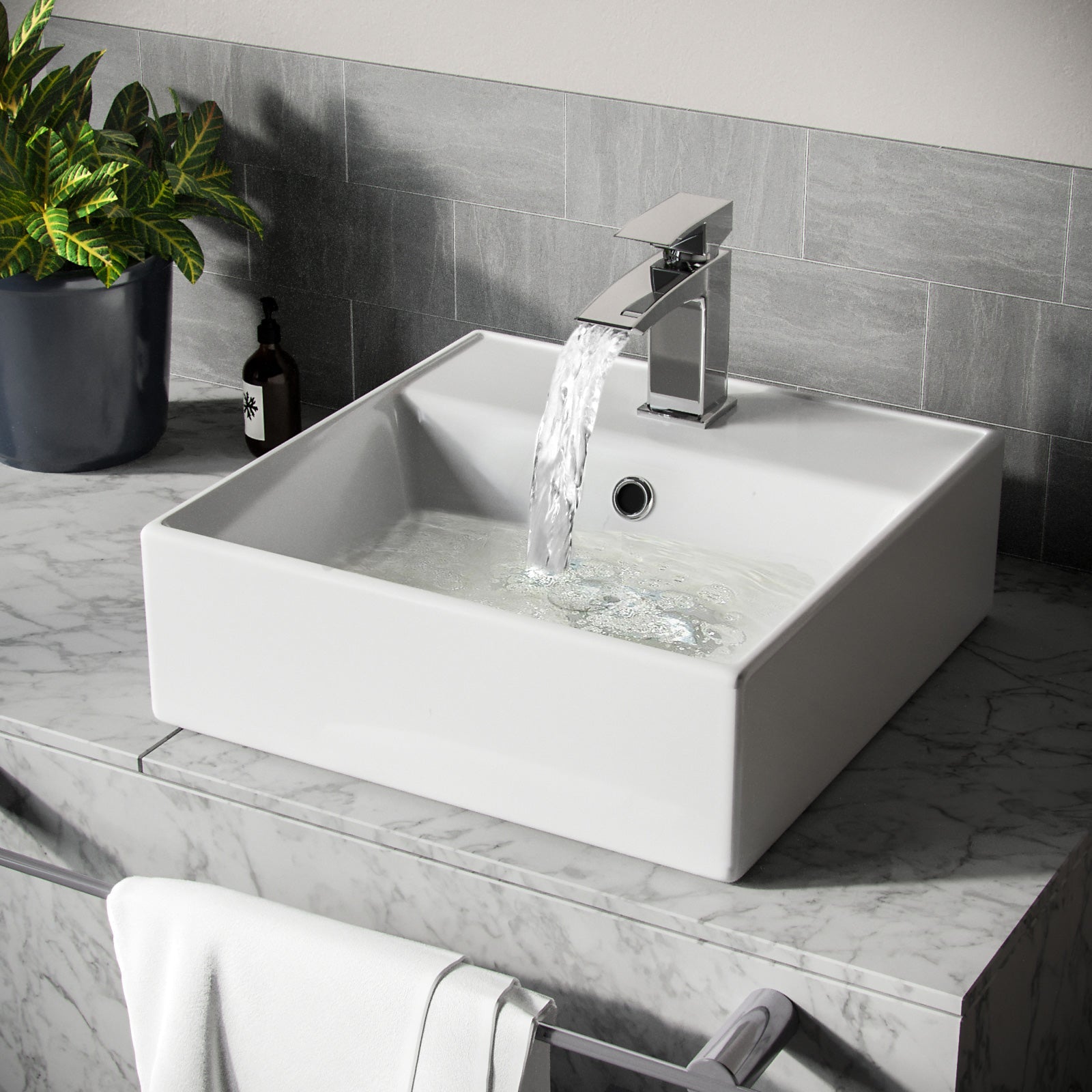 Leven 385 X 385mm Cloakroom Square Counter Top Basin Sink