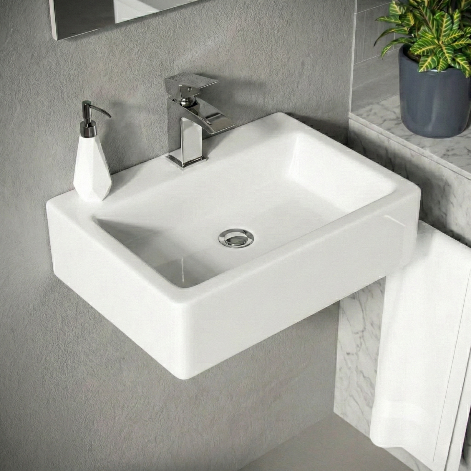 Leven 420 x 320mm Cloakroom Rectangle Counter Top or Wall Hung Basin