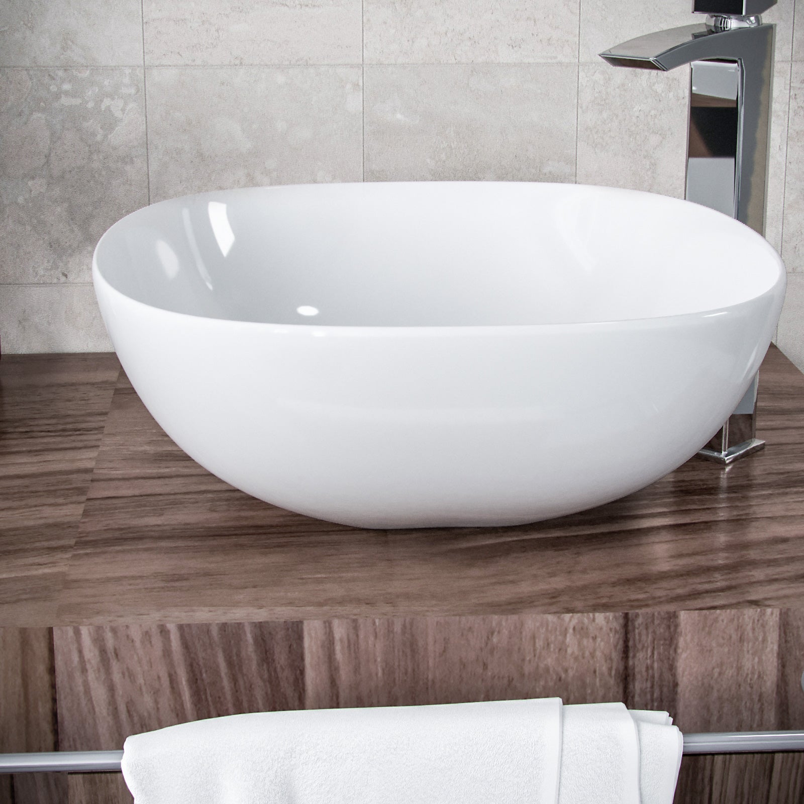 Etive 410mm Square Rounded Cloakroom Counter Top Basin Sink Bowl