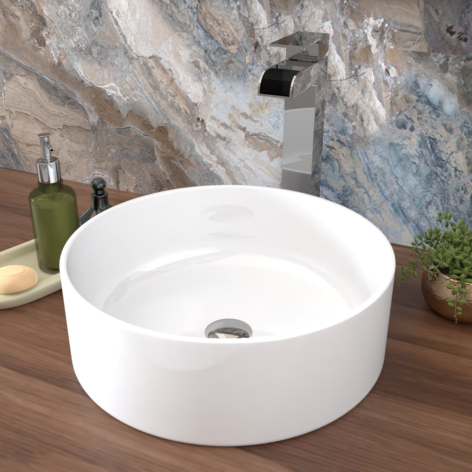 Coley 360mm Countertop Basin Round Gloss White