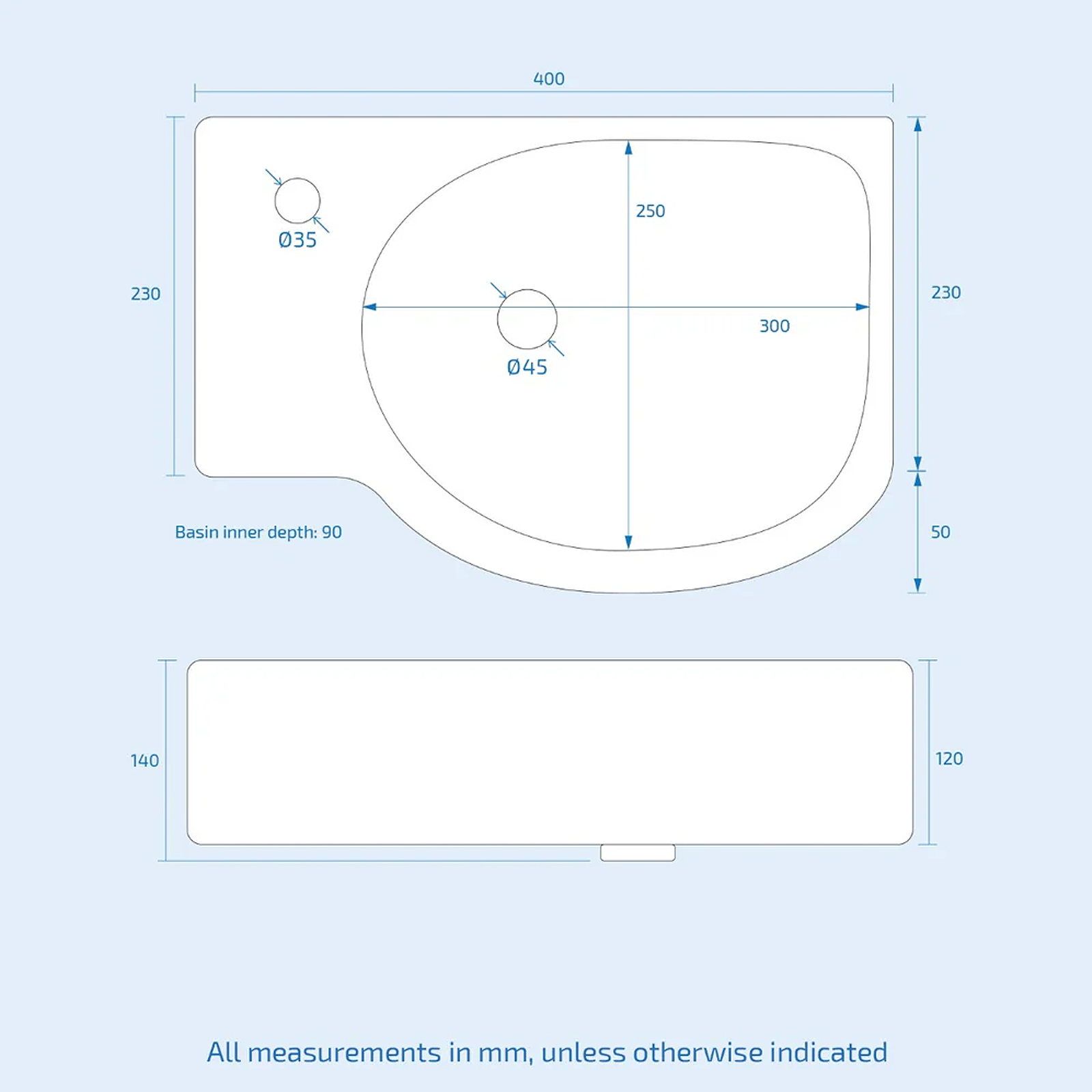 Alexa Cloakroom Rimless Close Coupled Toilet & 400mm Wall Hung Left Hand Rectangular Basin