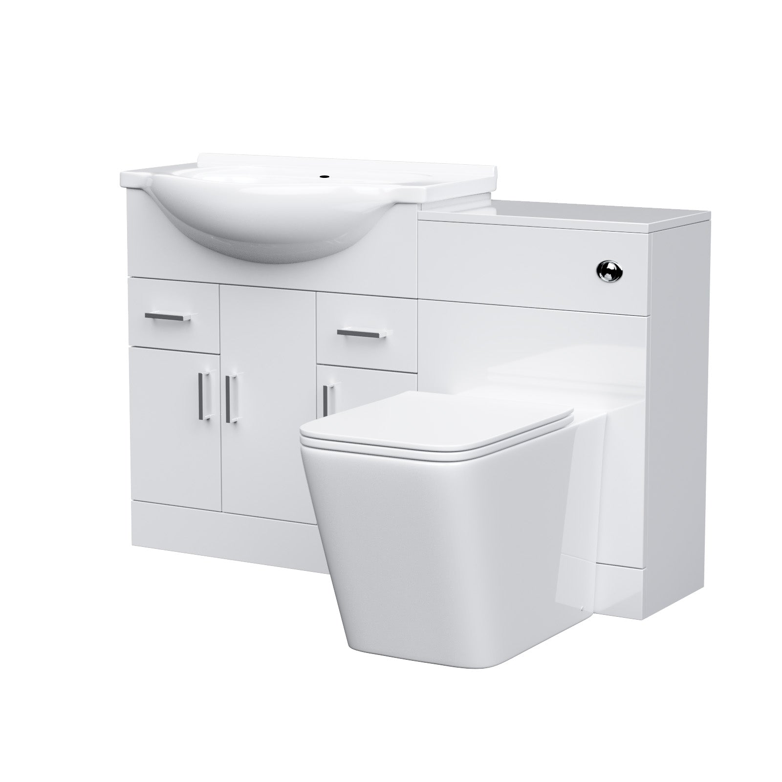 Ellen 750mm Floor Standing Gloss White Cabinet, WC Unit & BTW Toilet