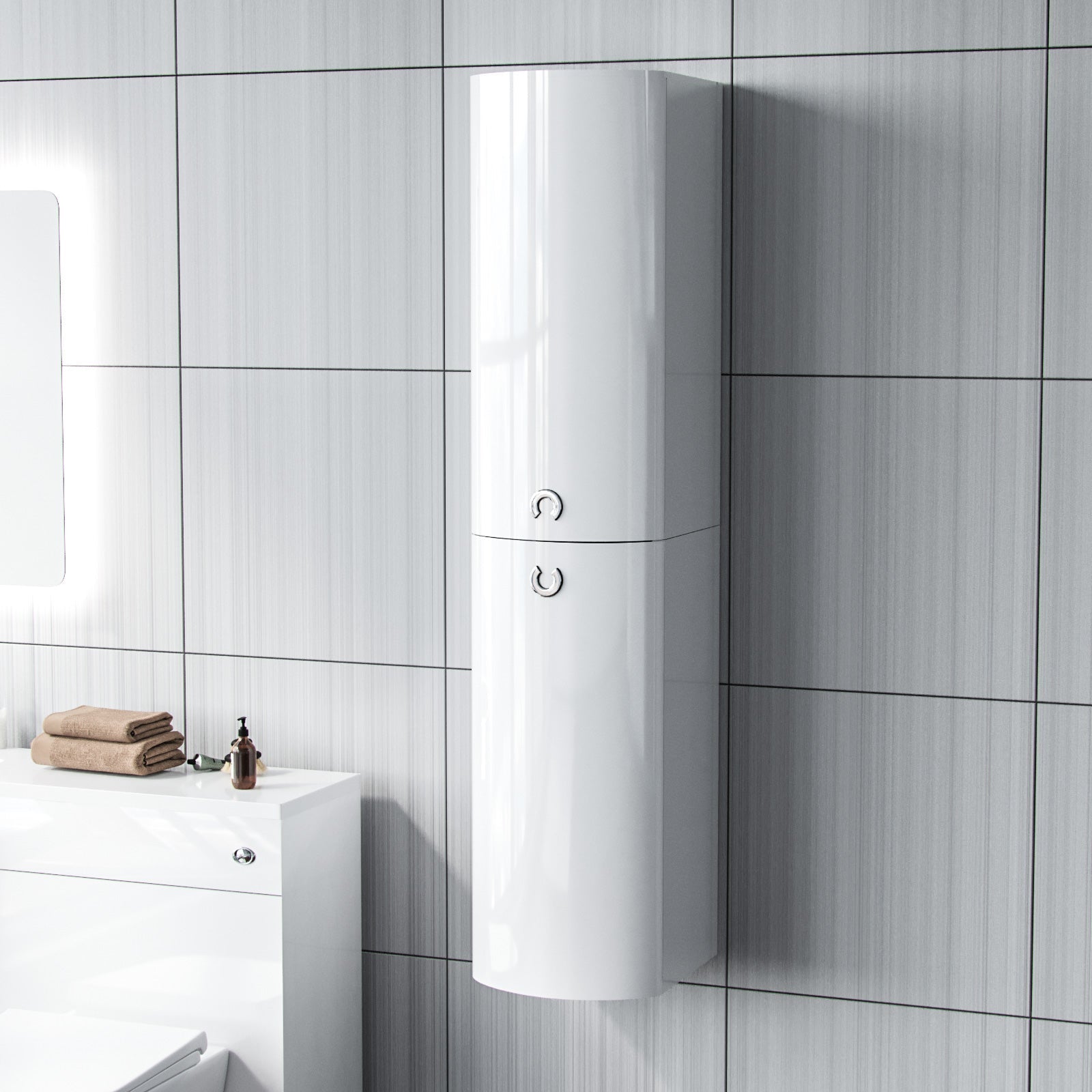 Dene 1400 mm Bathroom Wall Hung Cabinet Storage White