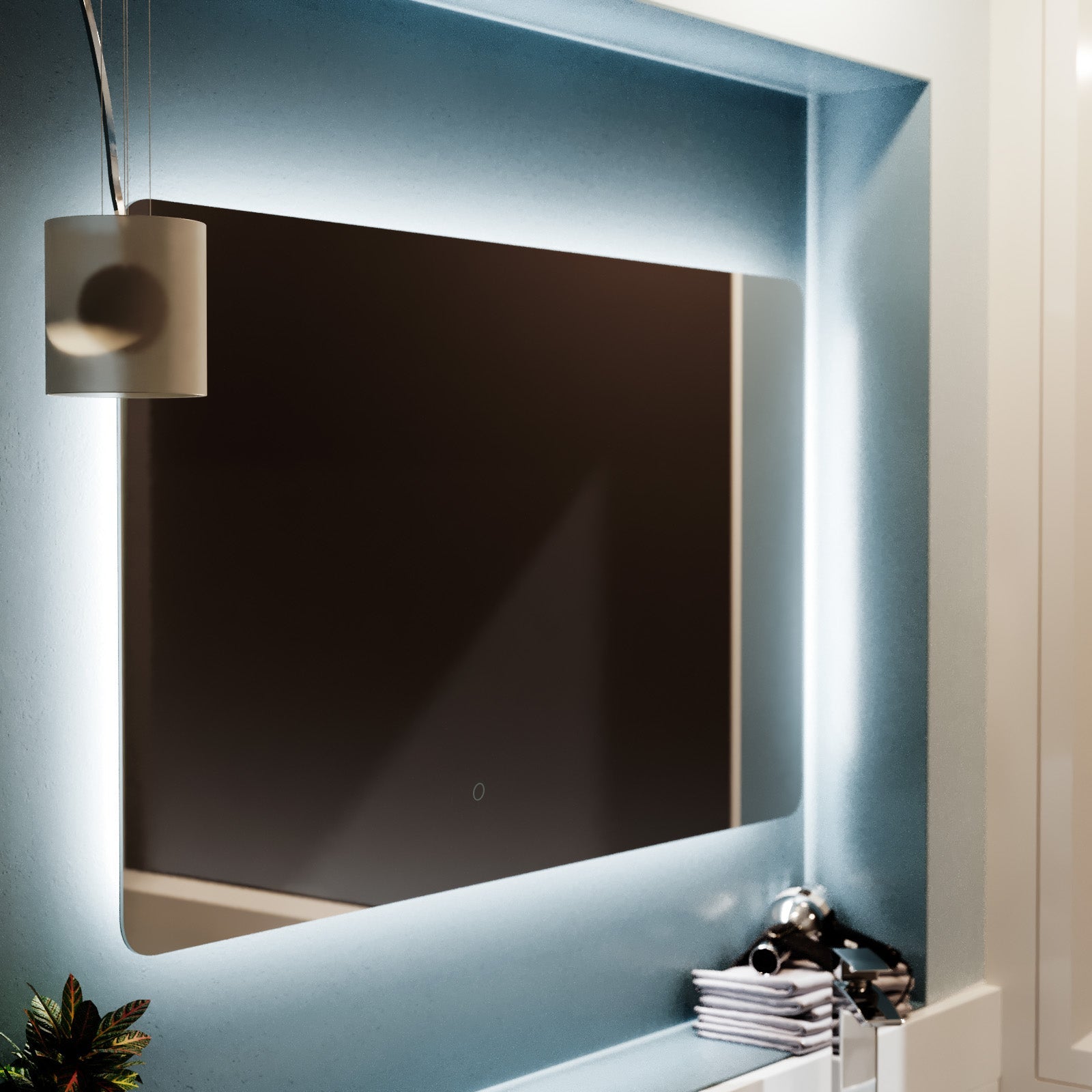 Bathroom Modern LED IP44 Illuminated Rectangular Demister Mirror 1000 X 600mm