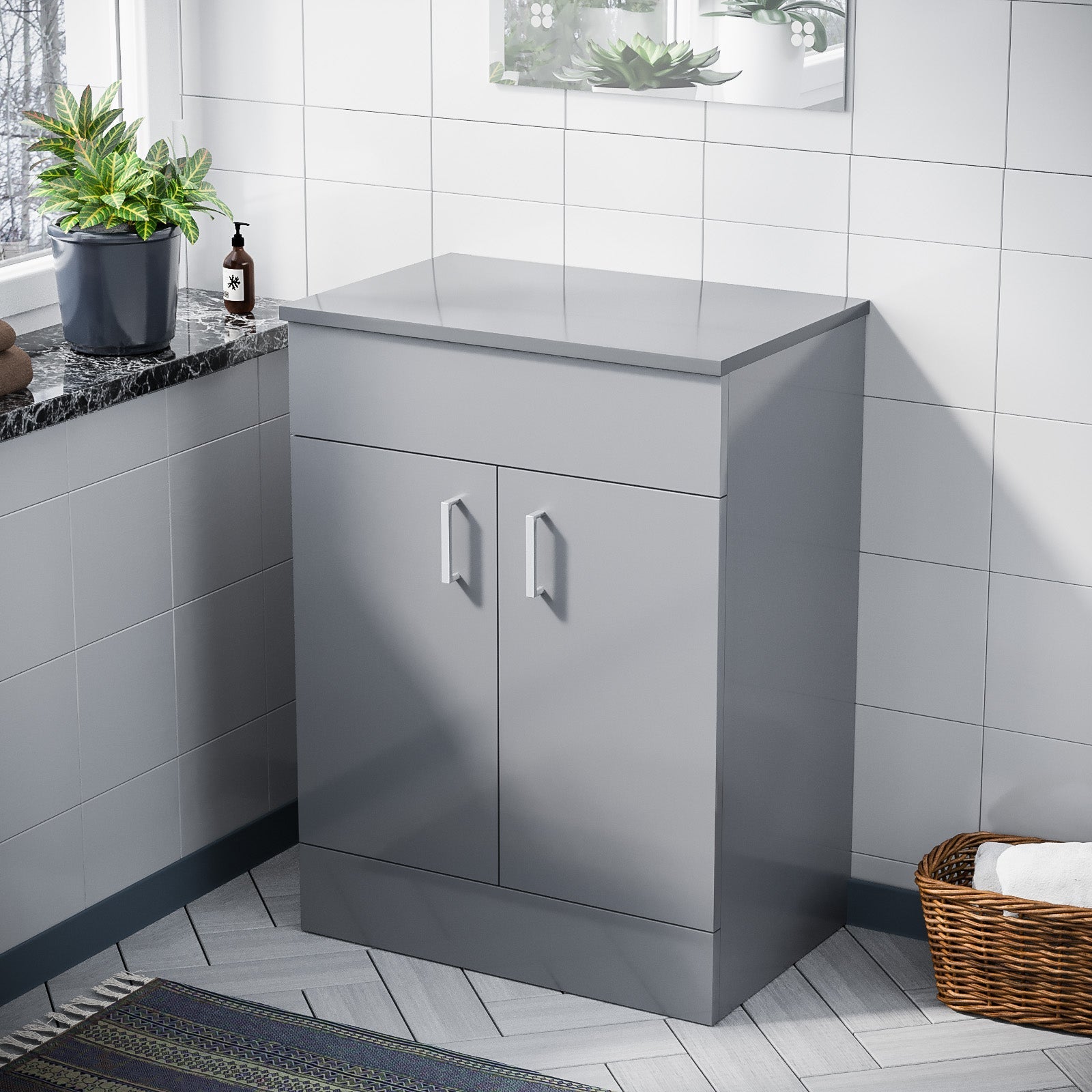 Nanuya 600mm Light Grey Floorstanding Vanity Unit