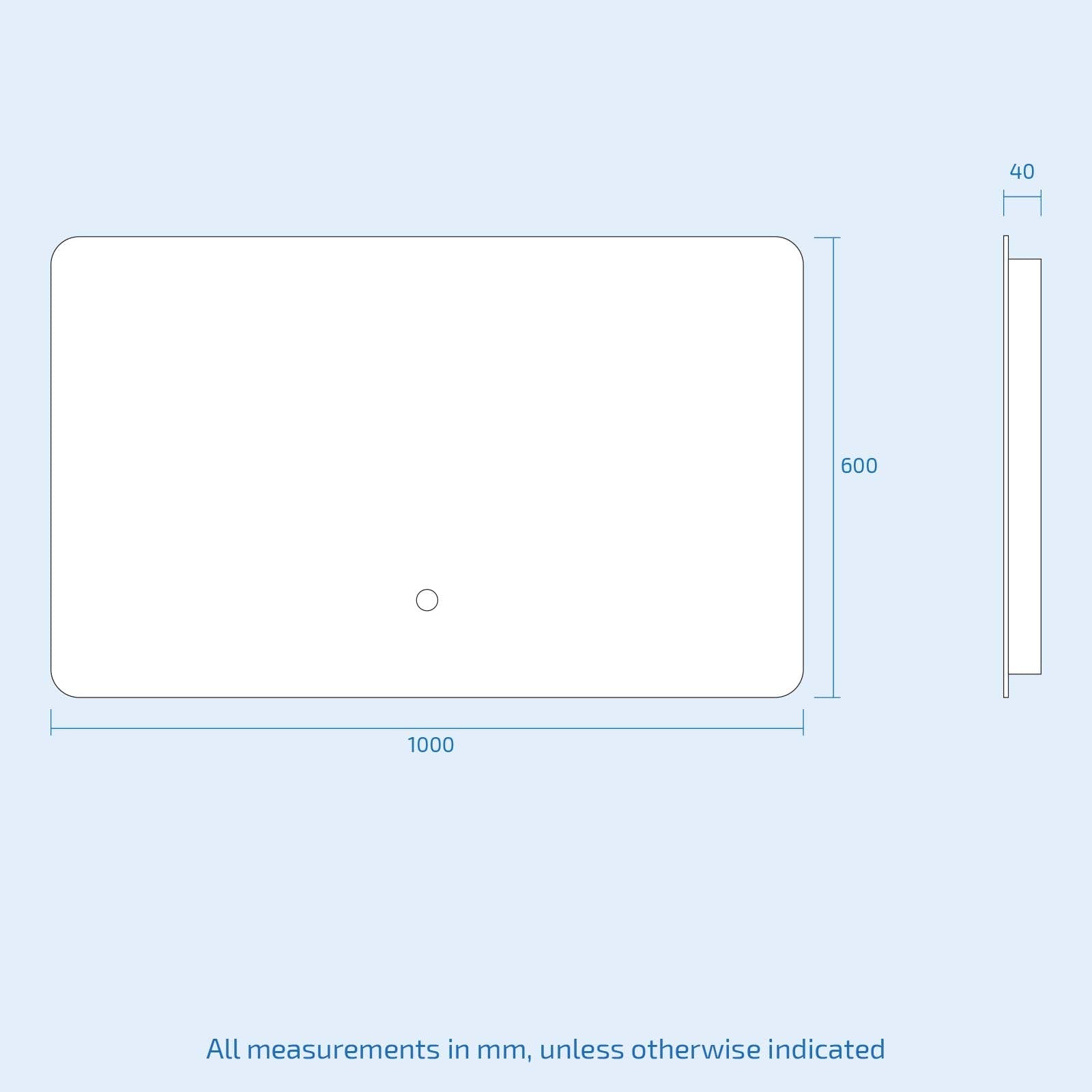 Bathroom Modern LED IP44 Illuminated Rectangular Demister Mirror 1000 X 600mm