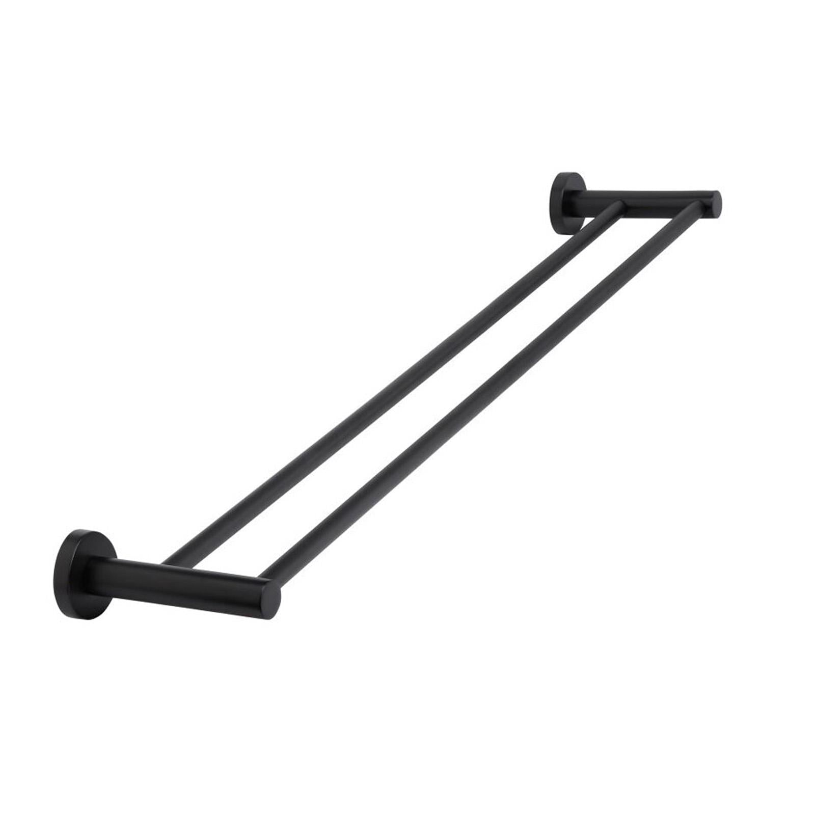Modern Round Black Matte Double Towel Bar