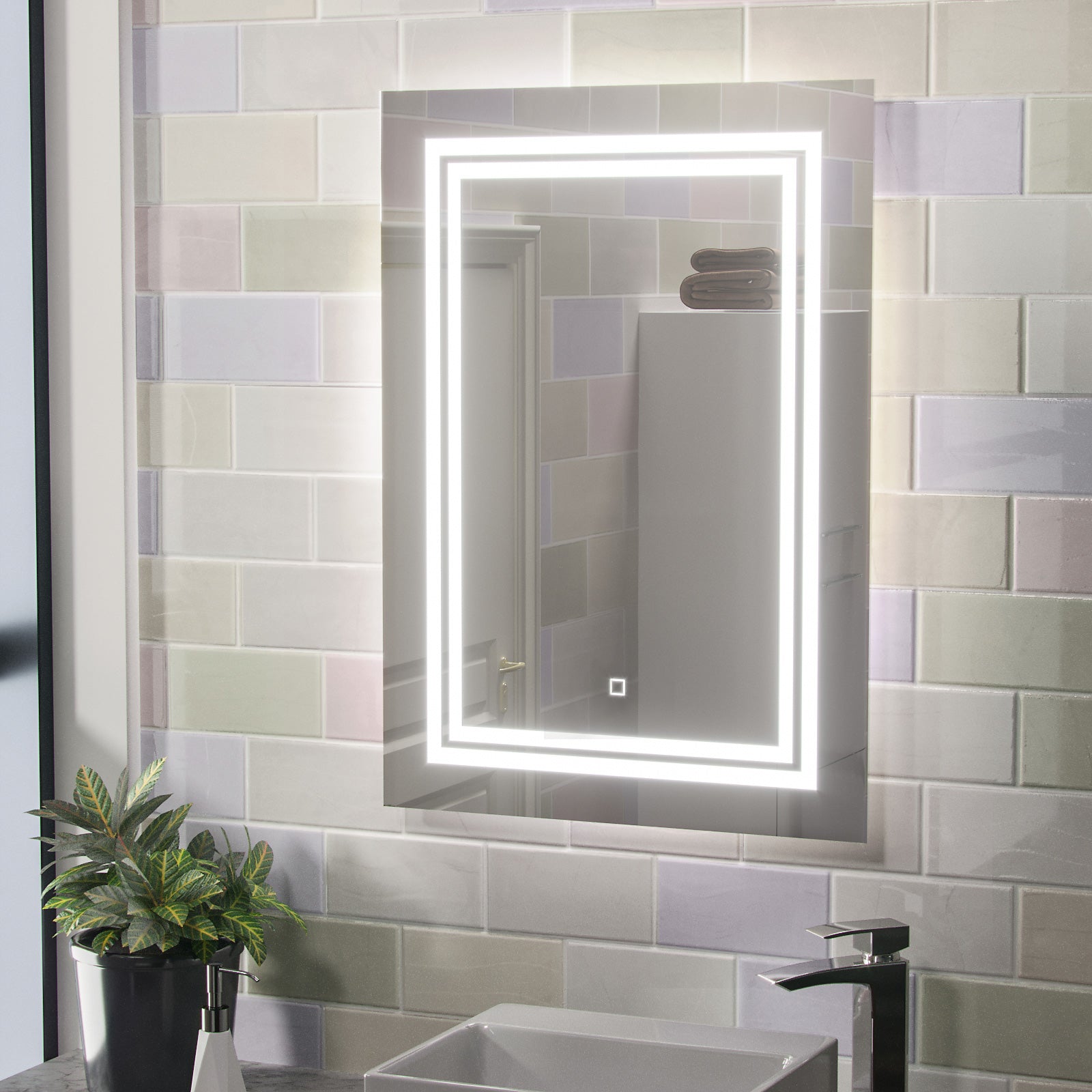Lawerence Illuminated LED Bathroom Mirror with Shaver Socket and Touch Switch