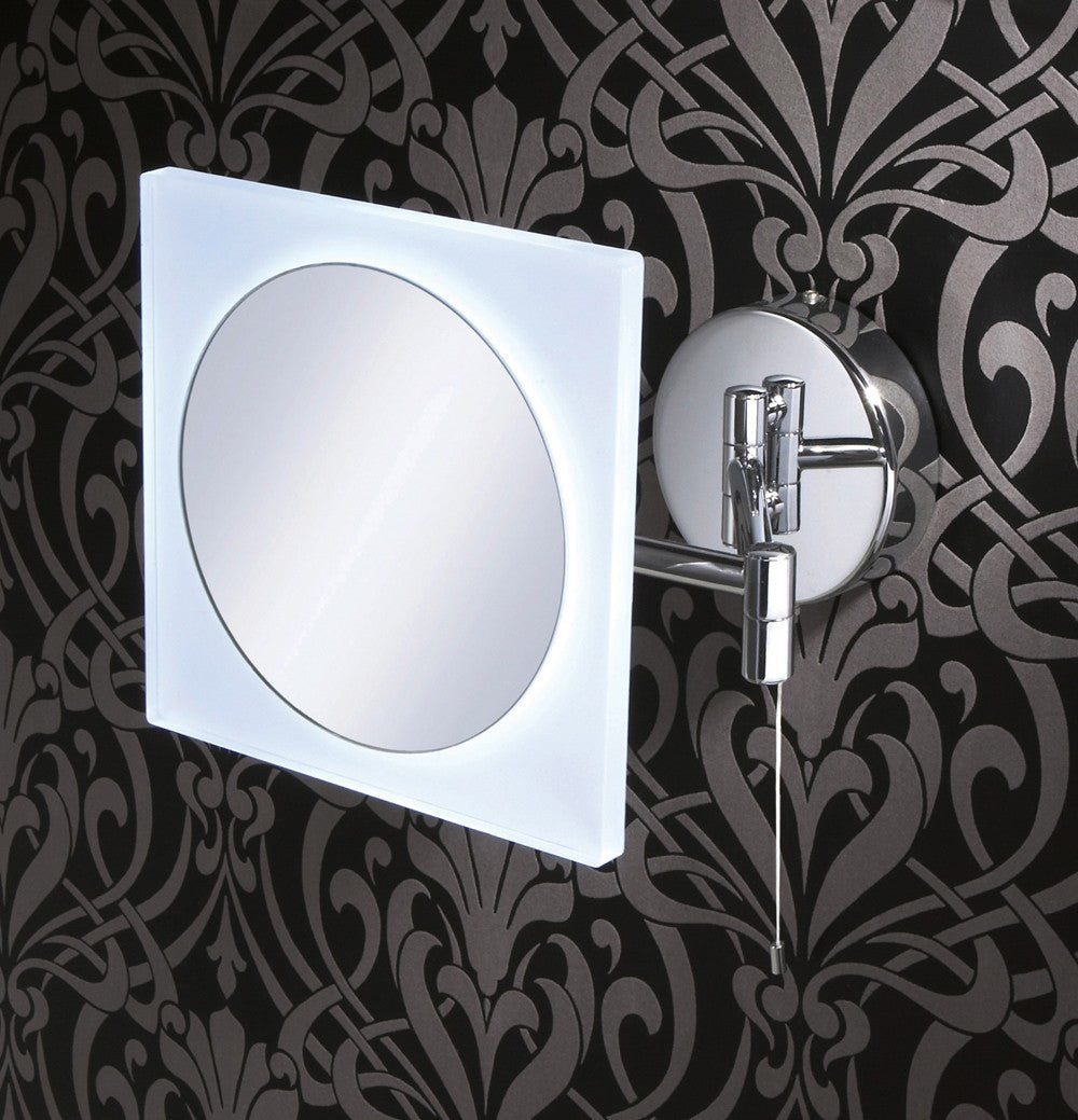 Square Led Magnifying Mirror Wall Mounted With Multi Positional Arm