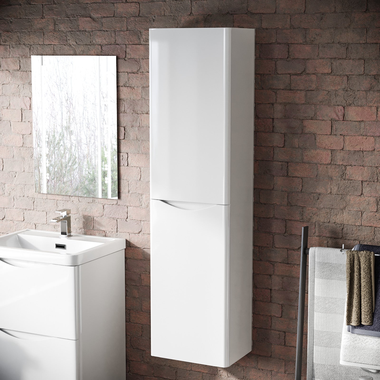 Merton Bathroom Wall Hung Cupboard Cabinet Vanity Storage White