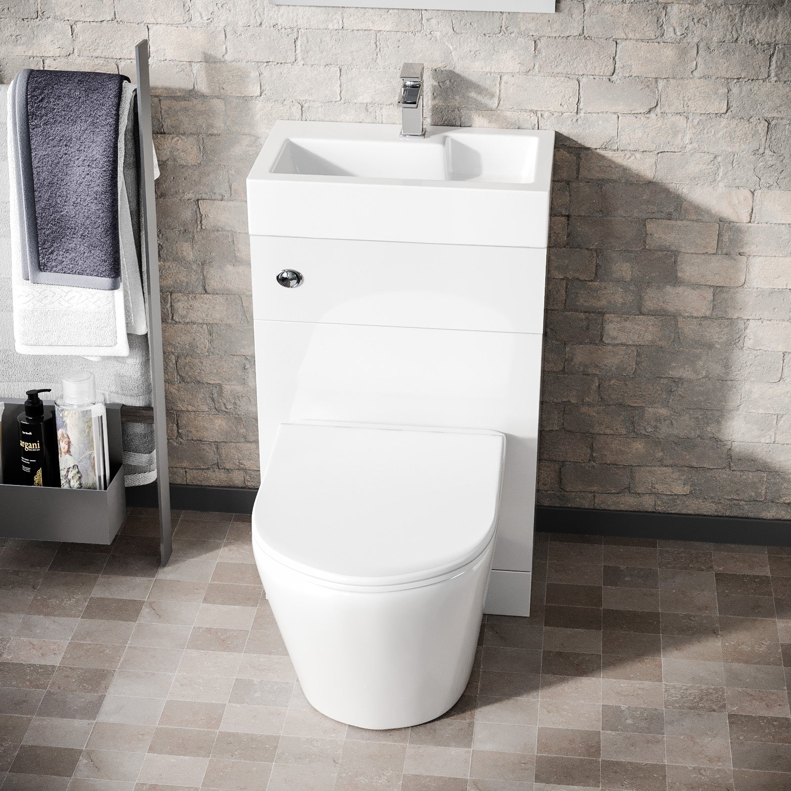 Bretford 2 in 1 Compact Basin and Back to Wall Rimless Toilet Combo Space Save Cloakroom