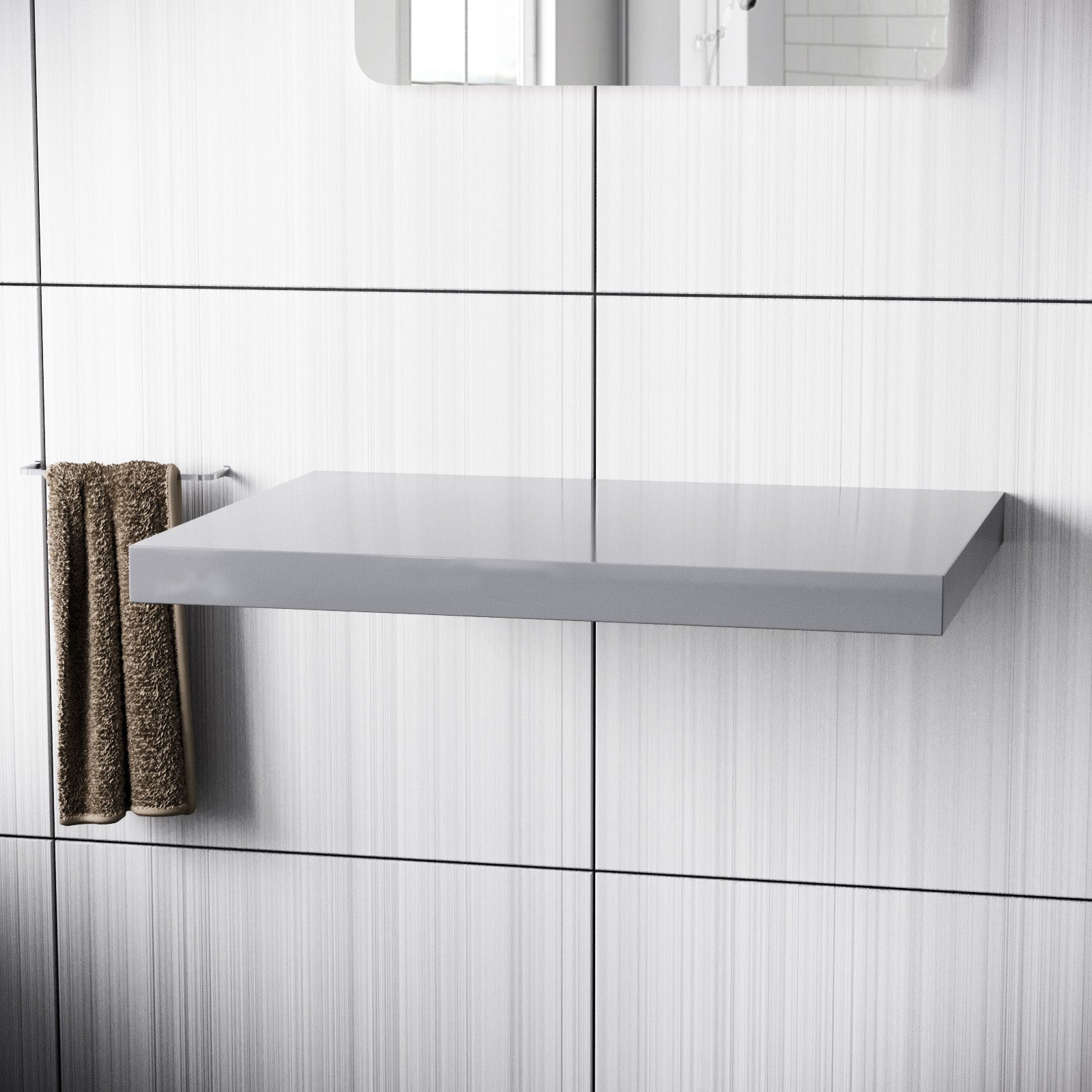 Selpha Wall Mounted Floating Countertop Basin Shelf 600 x 450 mm - Light Grey