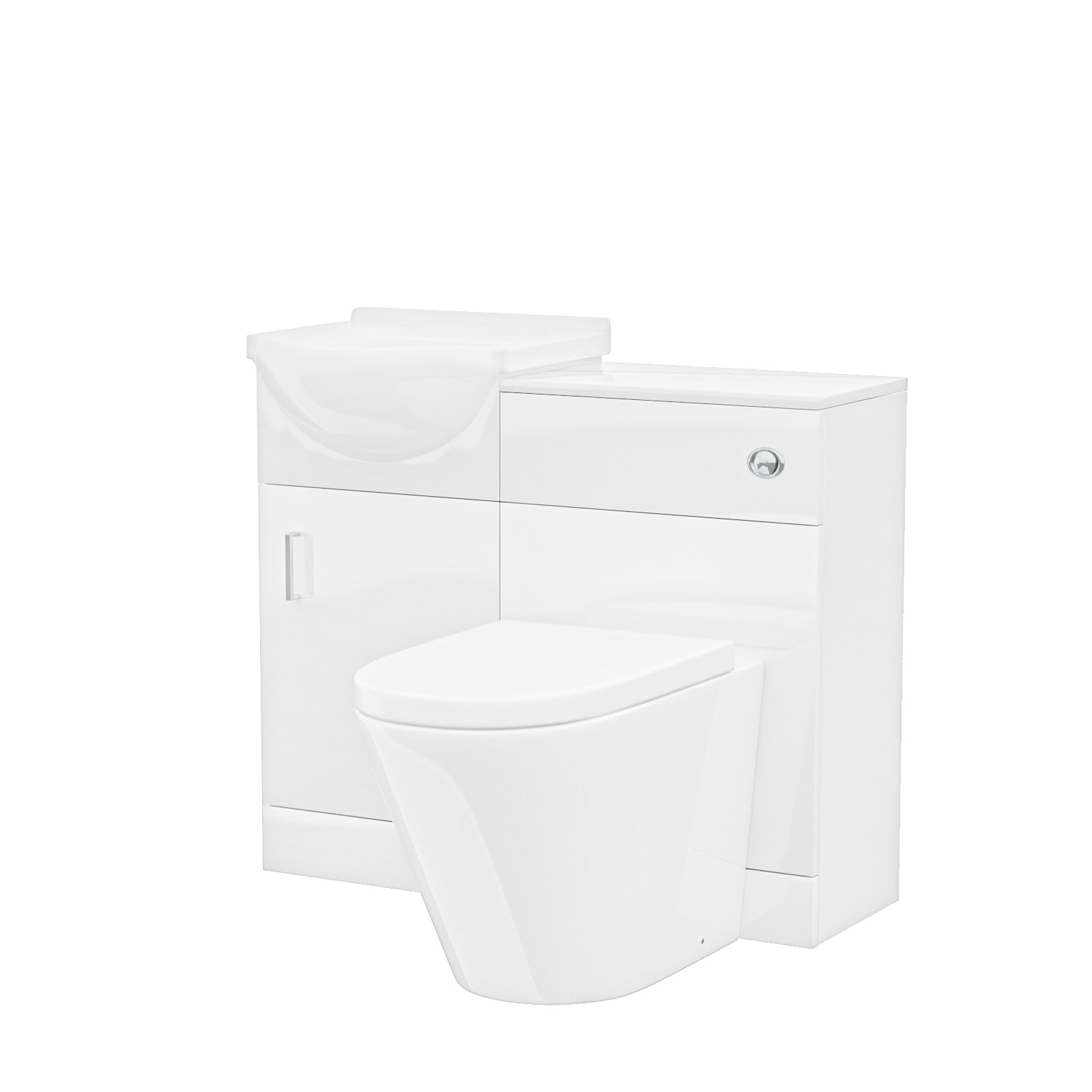 Ellen Cloakroom 950mm White Basin Vanity Unit, WC Unit & BTW Toilet - Flat Pack