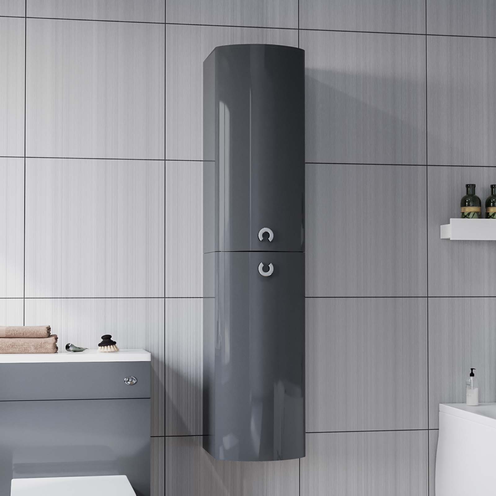 Dene 1400 mm Bathroom Wall Hung Cabinet Storage Grey