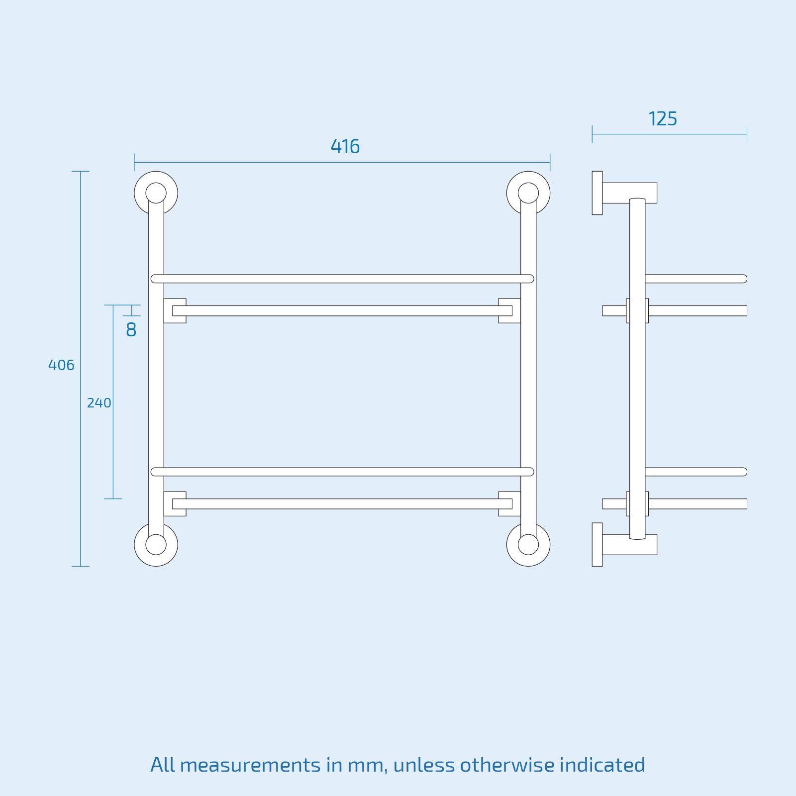 Modern Round Black Matte Double Glass Shelf