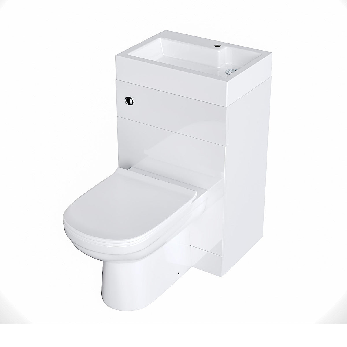 Bretford 500mm Gloss White Two-In-One Combined Wash Basin & Toilet - Freestanding