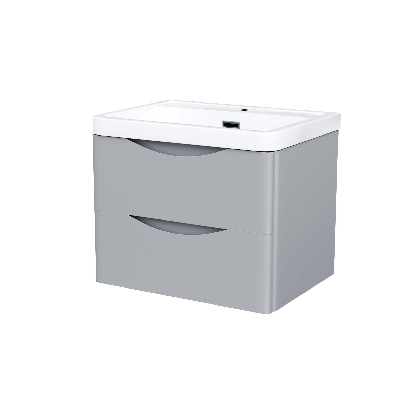 Merton 600mm Matte Grey Wall Hung Basin Vanity Cabinet Storage Furniture