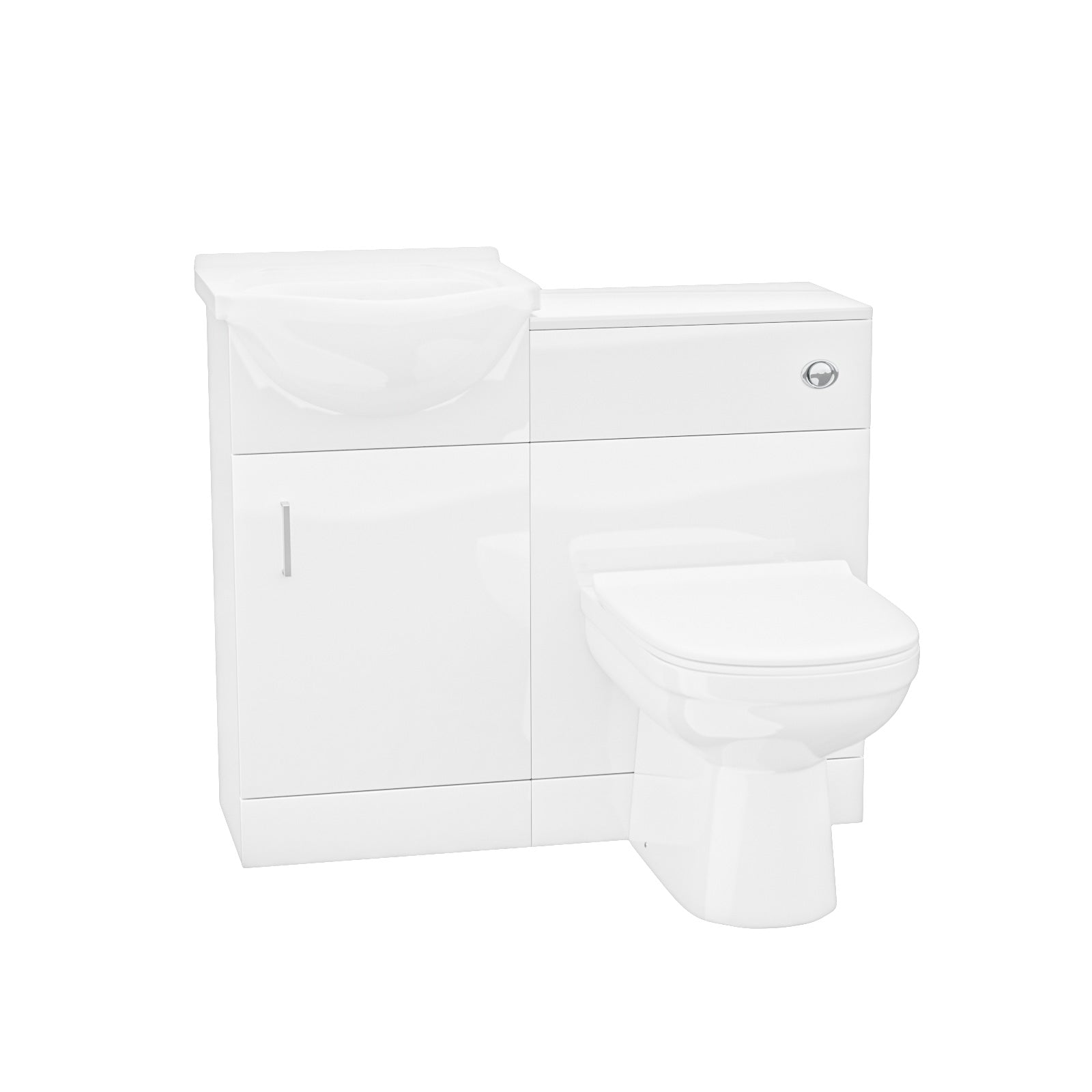 Ellen 950mm Vanity Basin Unit Flat Pack, WC Unit & Elso Back To Wall Toilet White