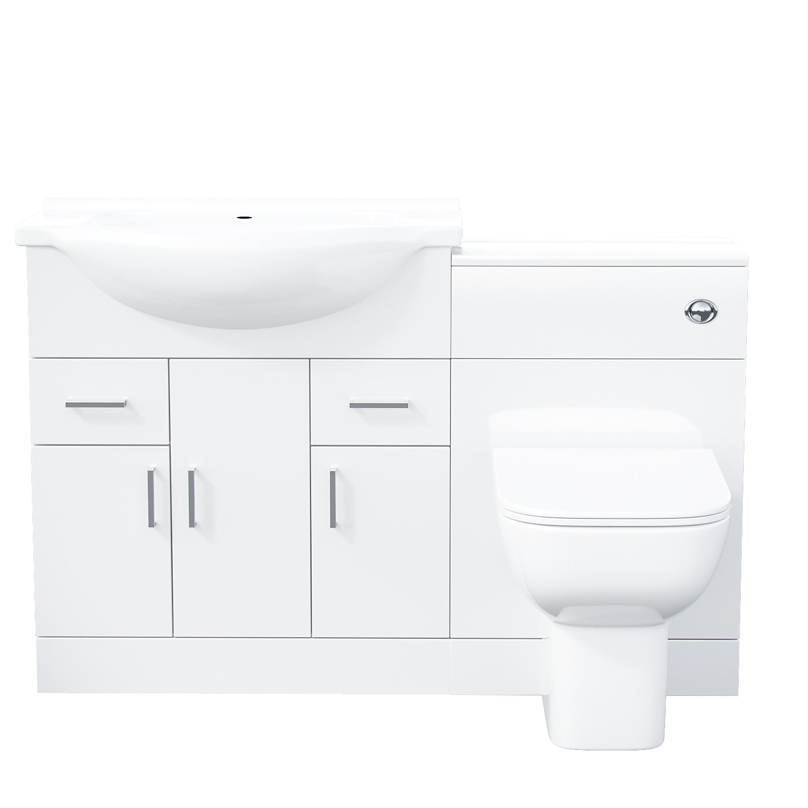 Dyon 750mm Gloss White Floorstanding Vanity, WC Unit & BTW Toilet Set - Flat Pack