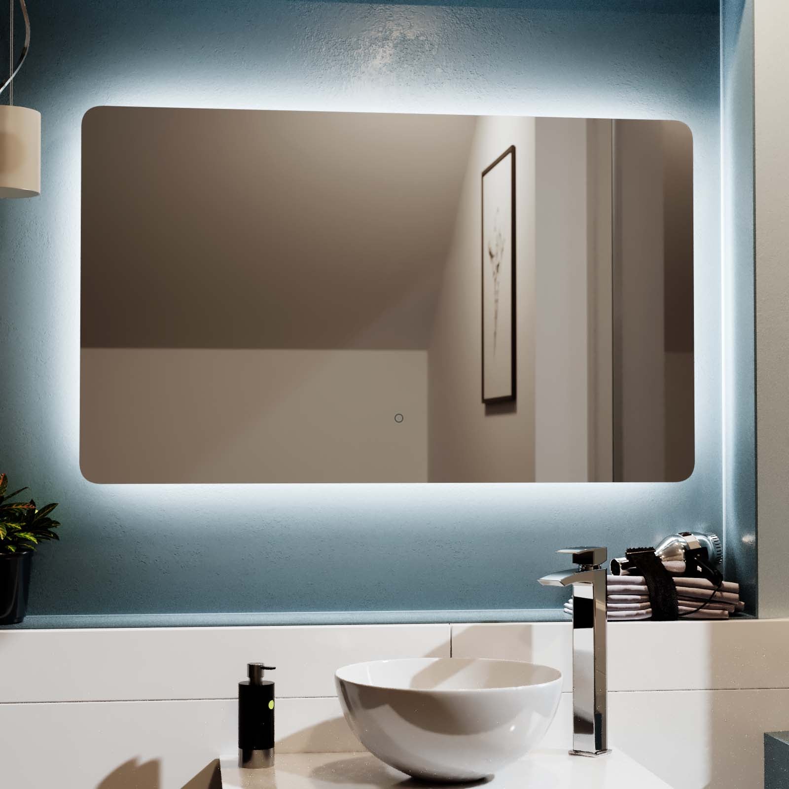 Bathroom Modern LED IP44 Illuminated Rectangular Demister Mirror 1000 X 600mm