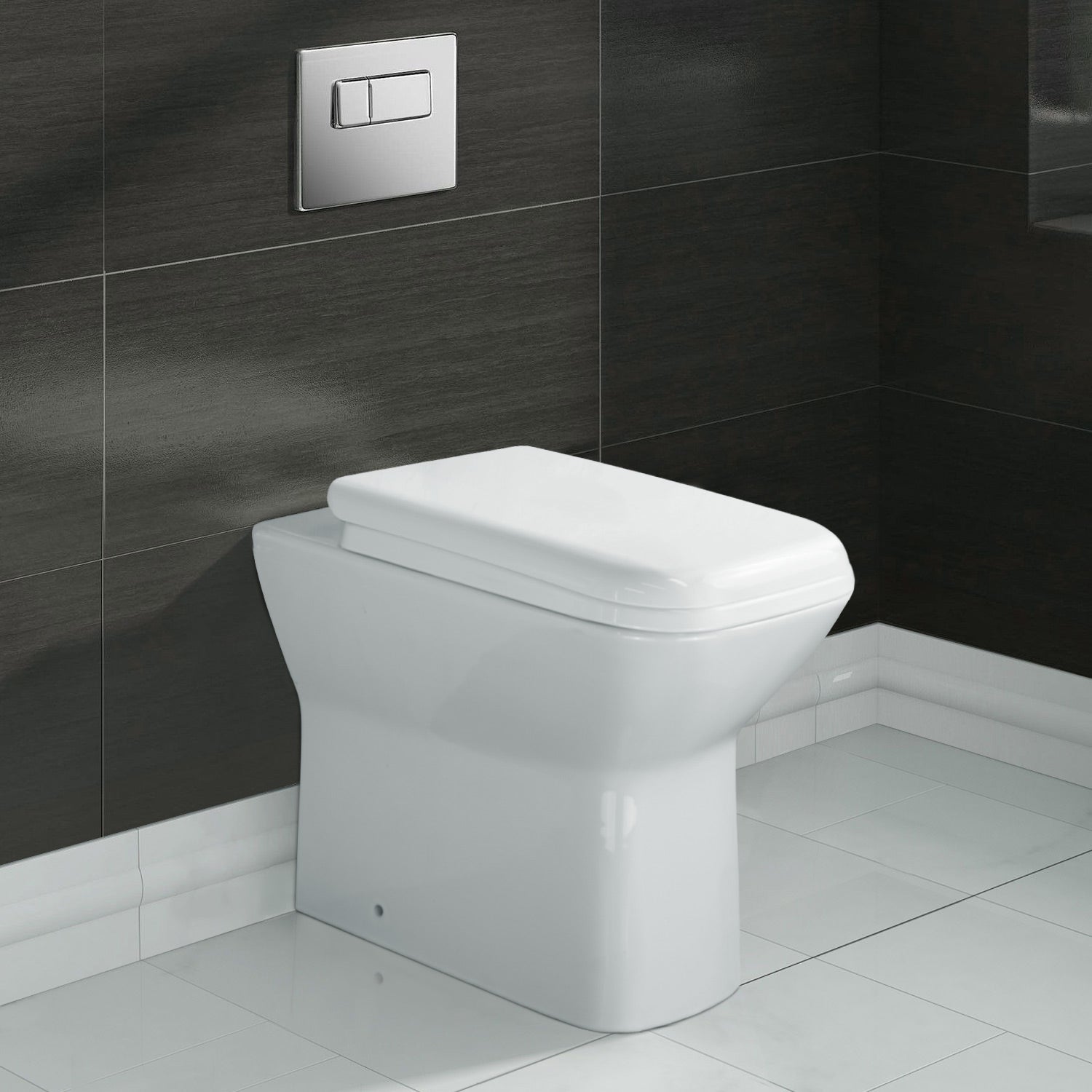 Louis Stylish Back to Wall Rimless Toilet and Soft Close Seat White