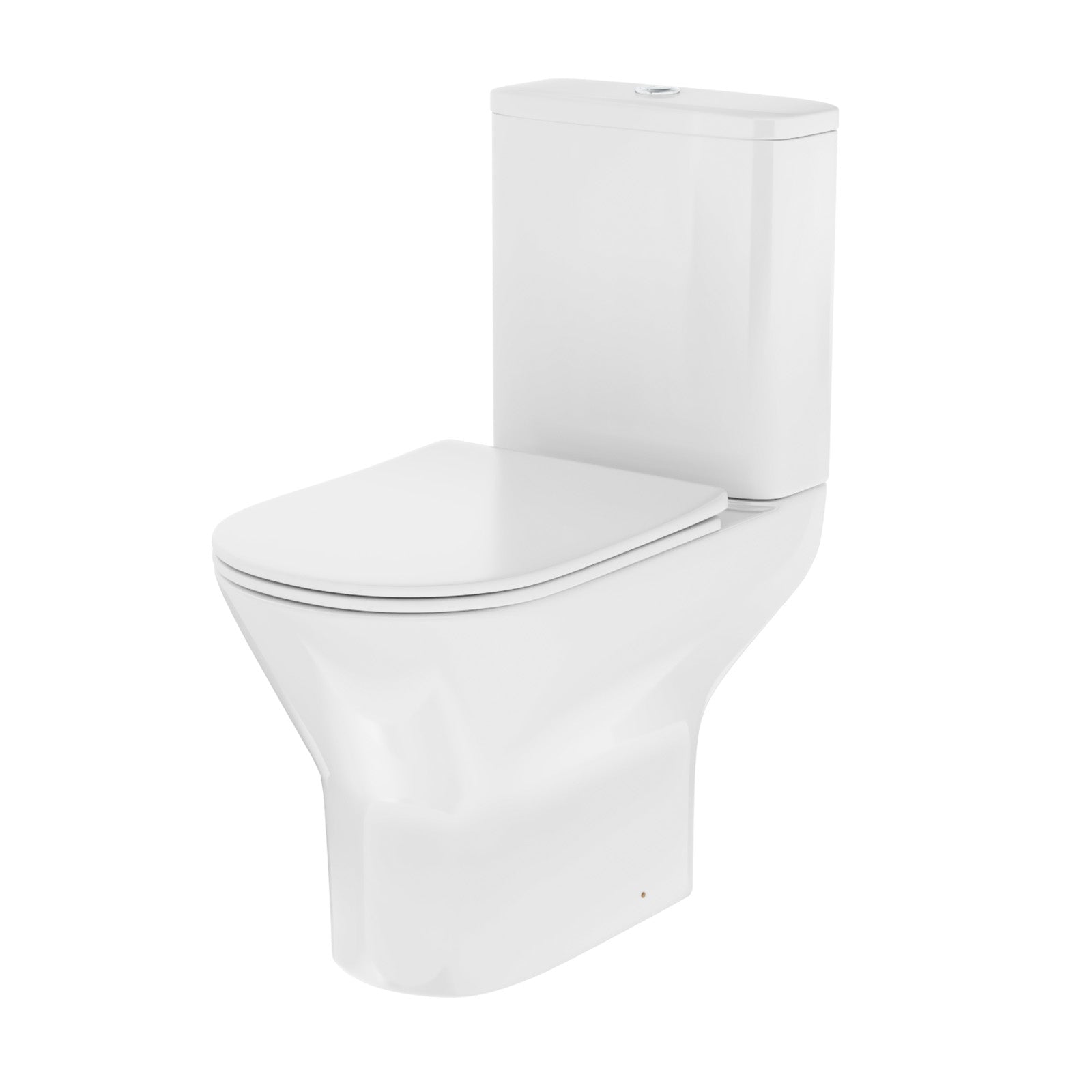 Modern Close Coupled Rimless Round Toilet Ceramic Soft Closing Seat White Oakham