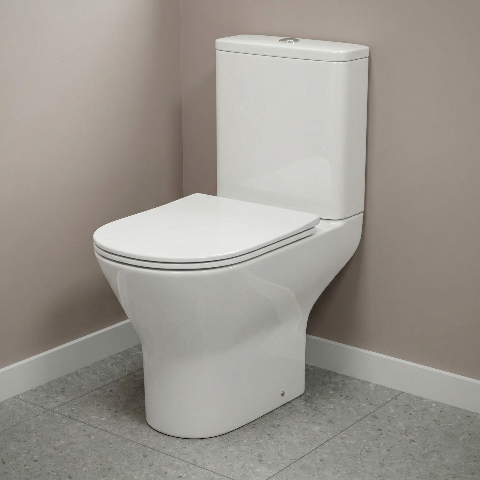 Ellen 550mm Gloss White Floorstanding Vanity Basin Unit Flat Pack & Rimless Close Coupled Toilet
