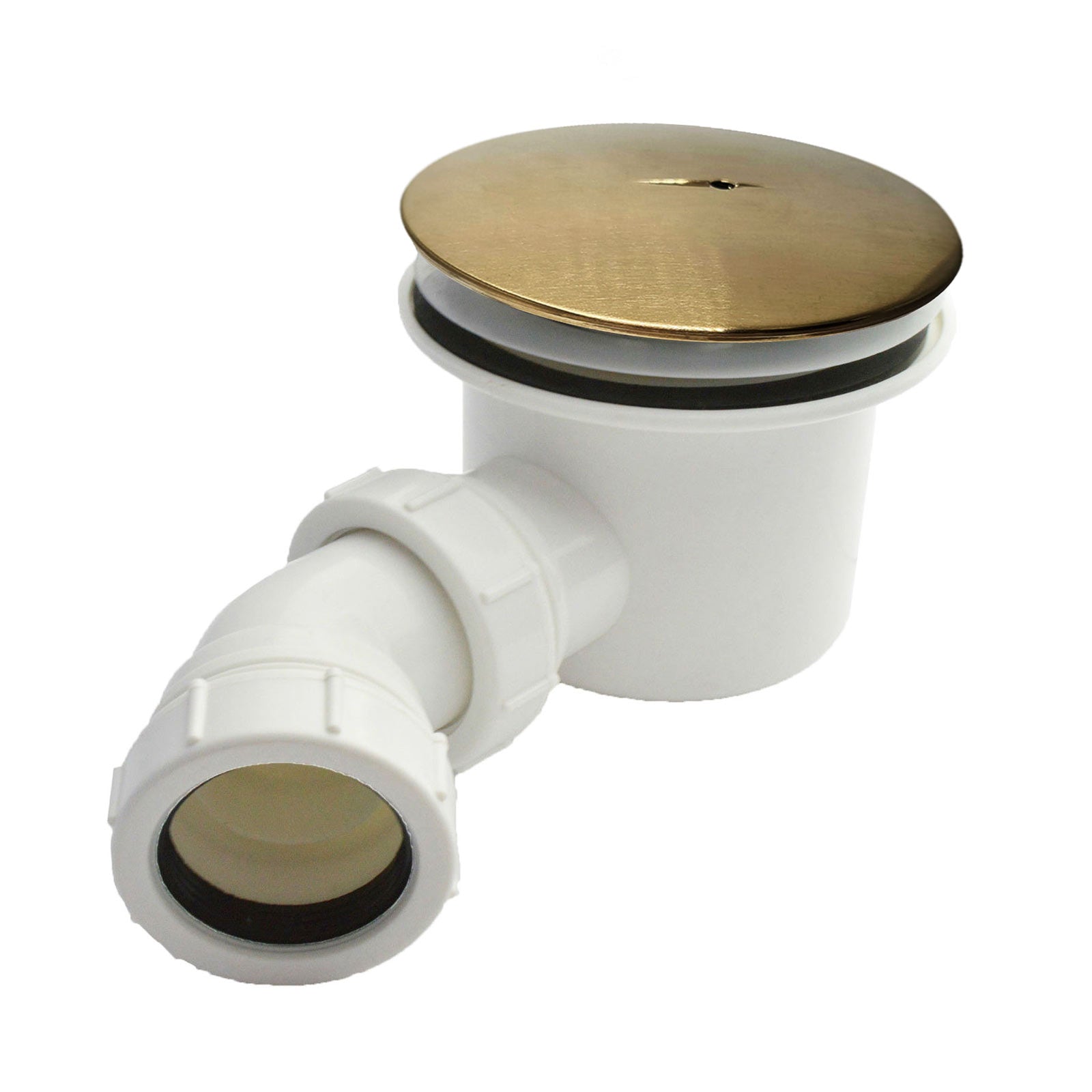 Manga 800 x 800mm Corner Entry Brushed Brass Sliding Shower Enclosure with White Tray & Waste