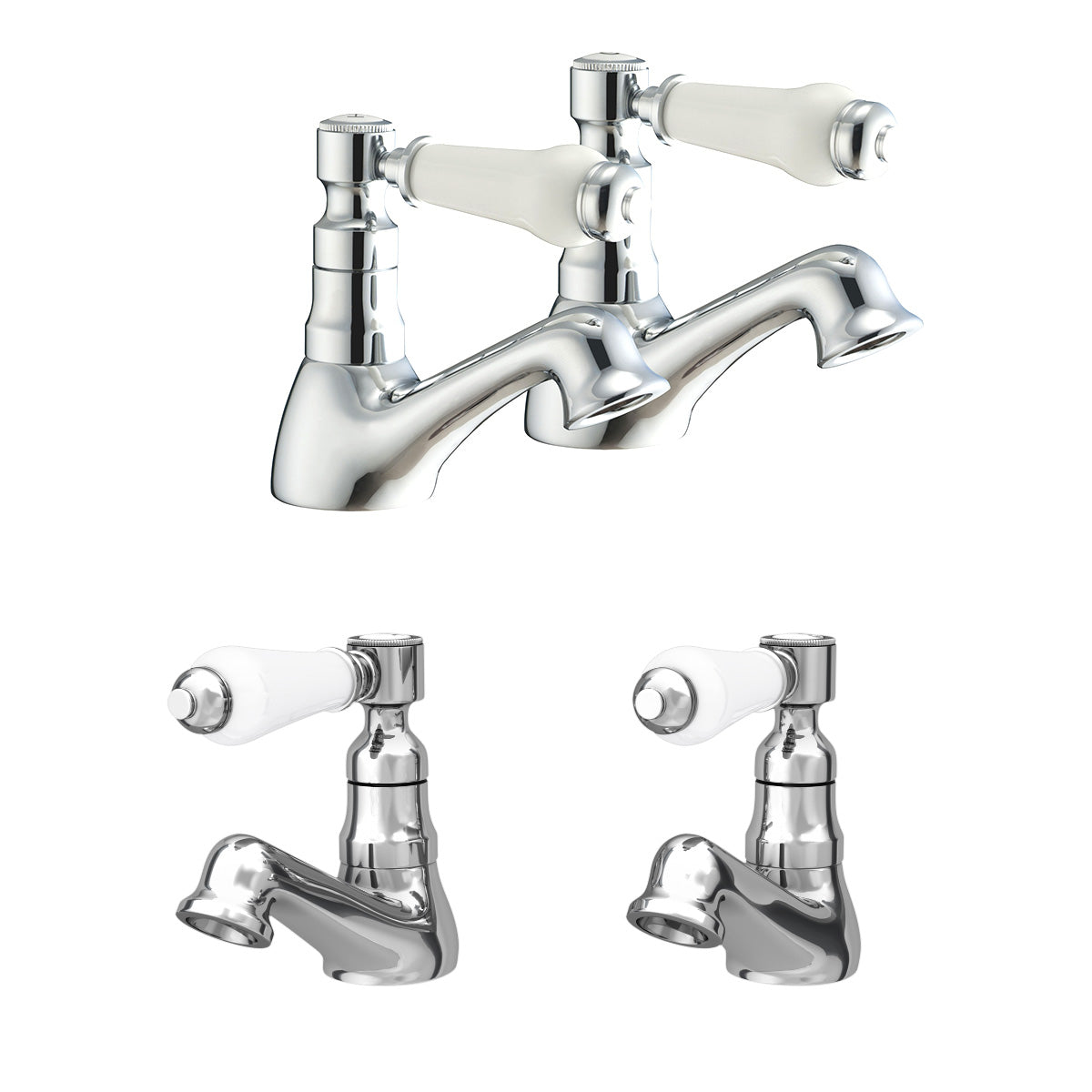 Imperior Traditional Bathroom Set Of Twin Basin Taps & Twin Bath Filler Taps