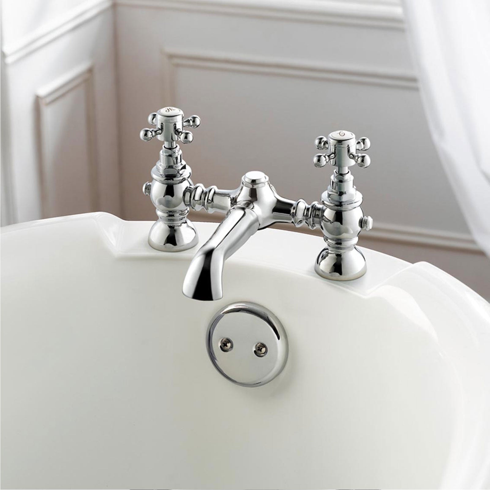 Churchill Traditional Cross Head Chrome Deck Mounted Bath Filler Tap