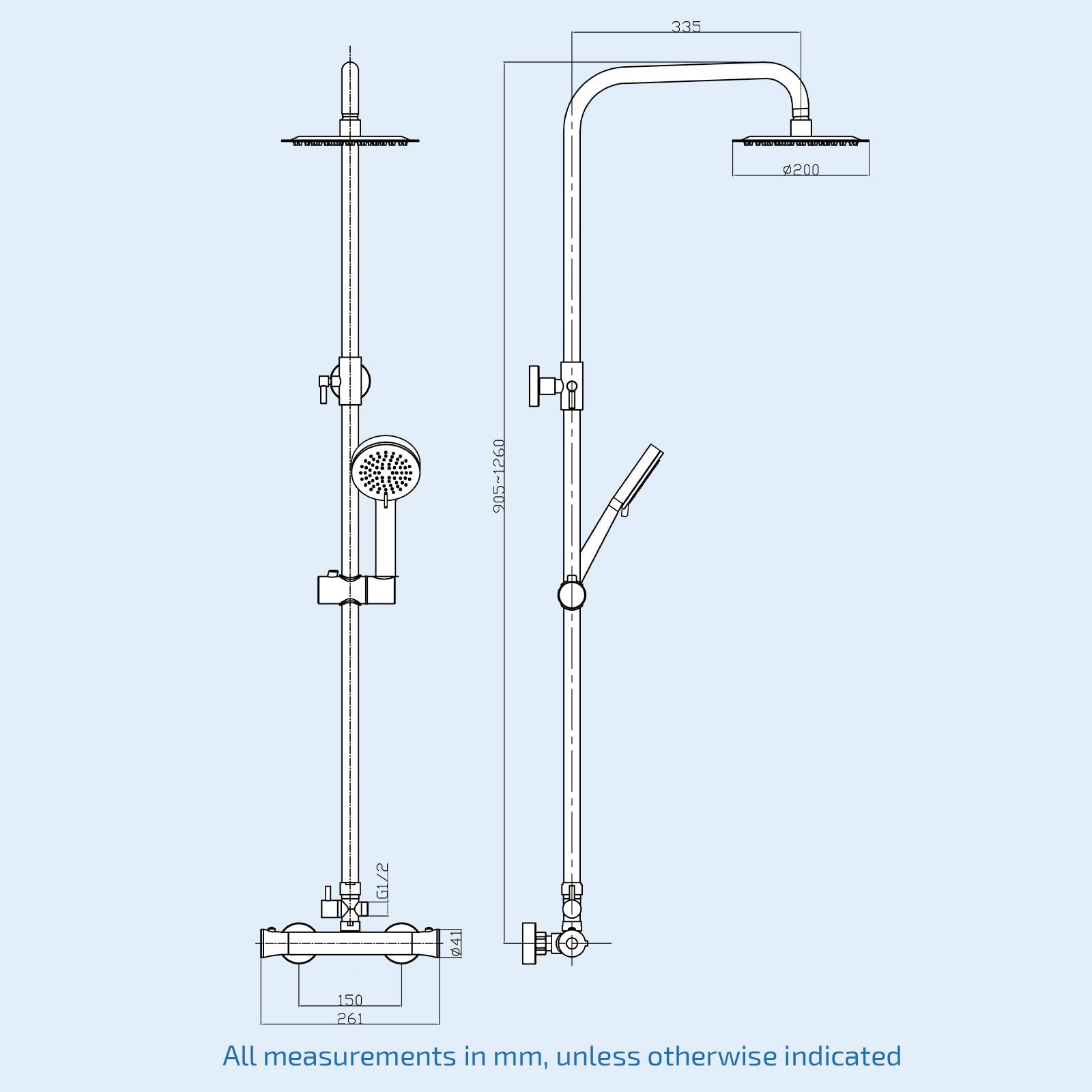 Lily Round Exposed Thermostatic Dual Control Shower Mixer