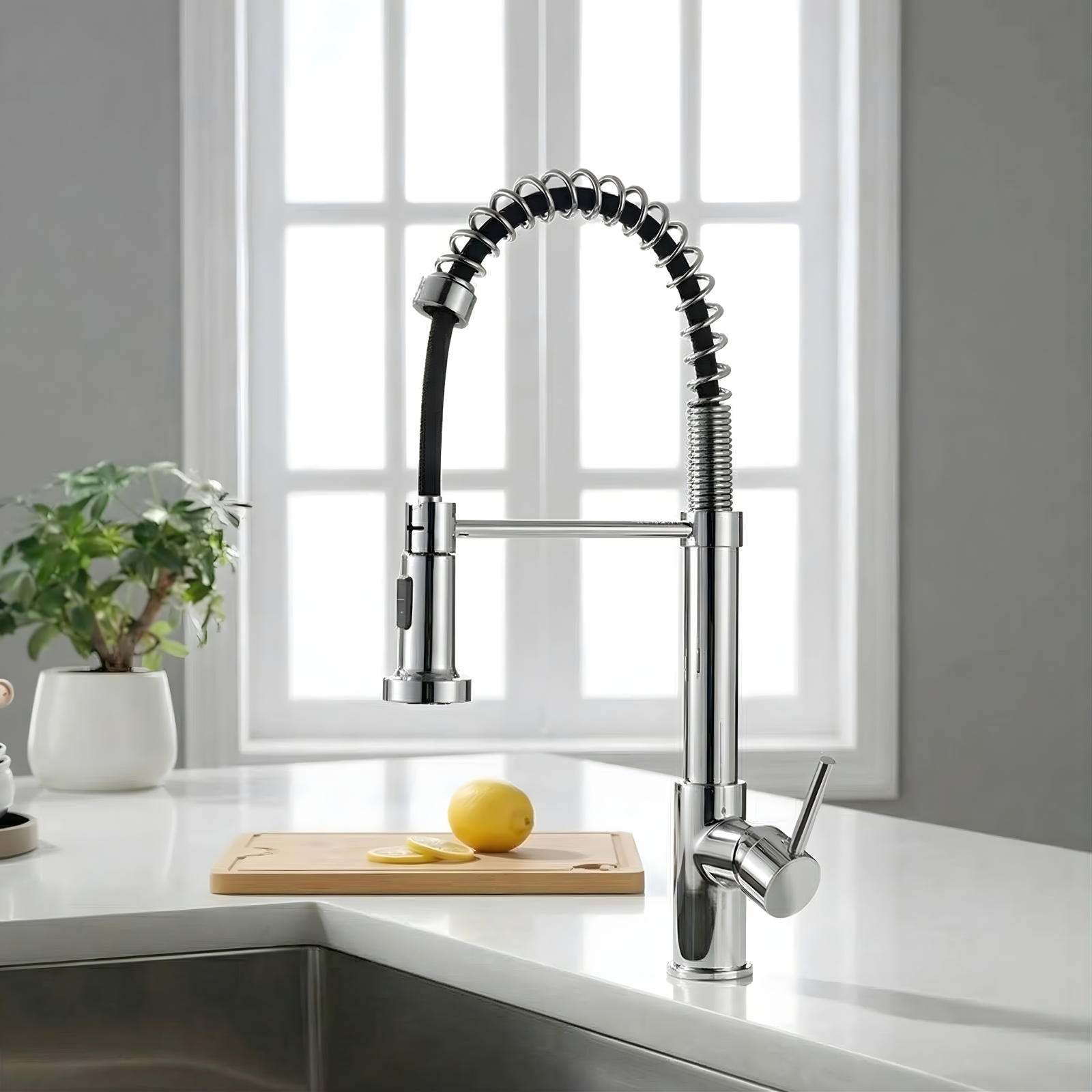 Kartell KST001 Chrome Deck Mounted Pull Out Kitchen Mixer Tap